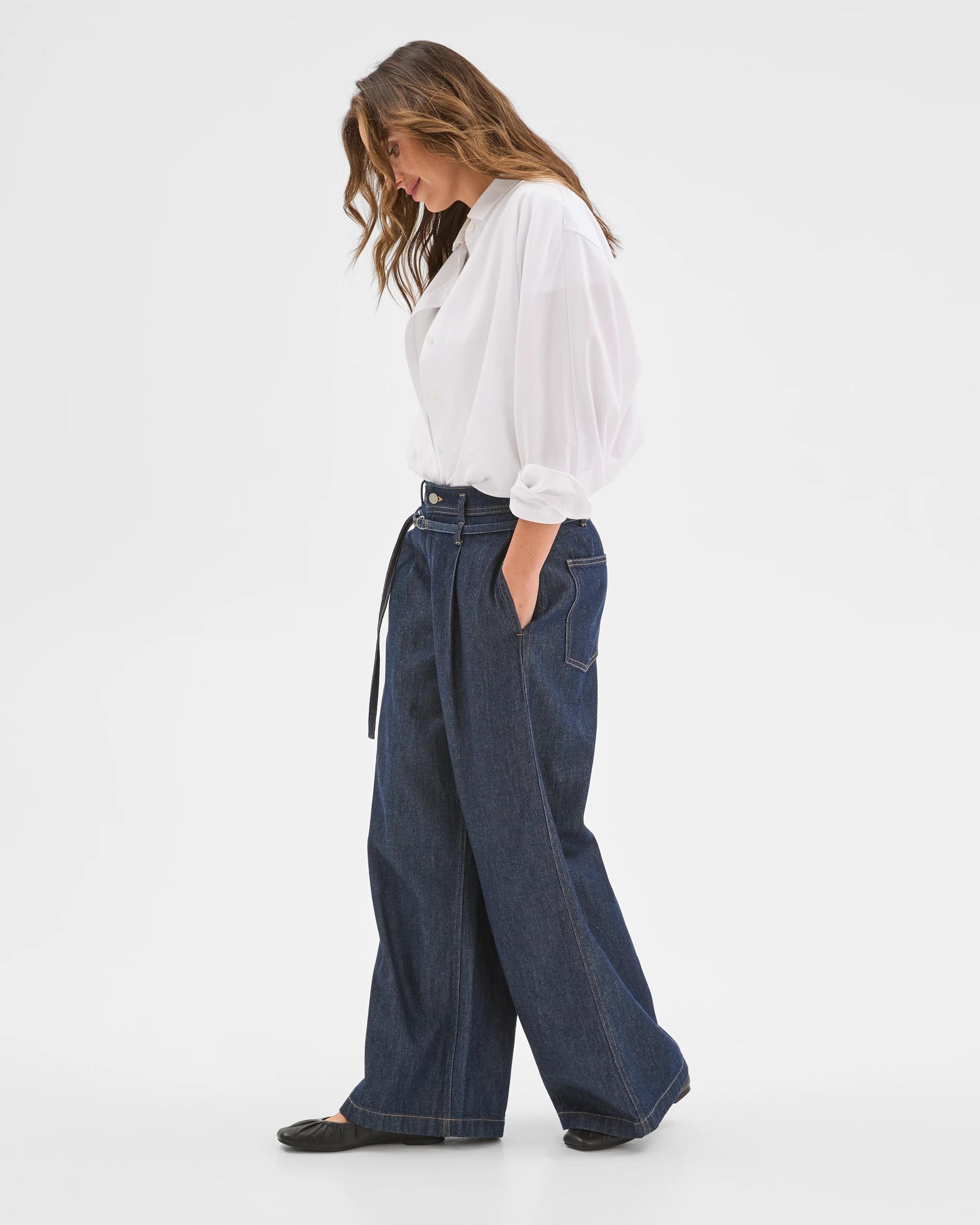 3 Target Woman Belted Slouch Denim Jeans RINSE SHEEN, 3 of 6