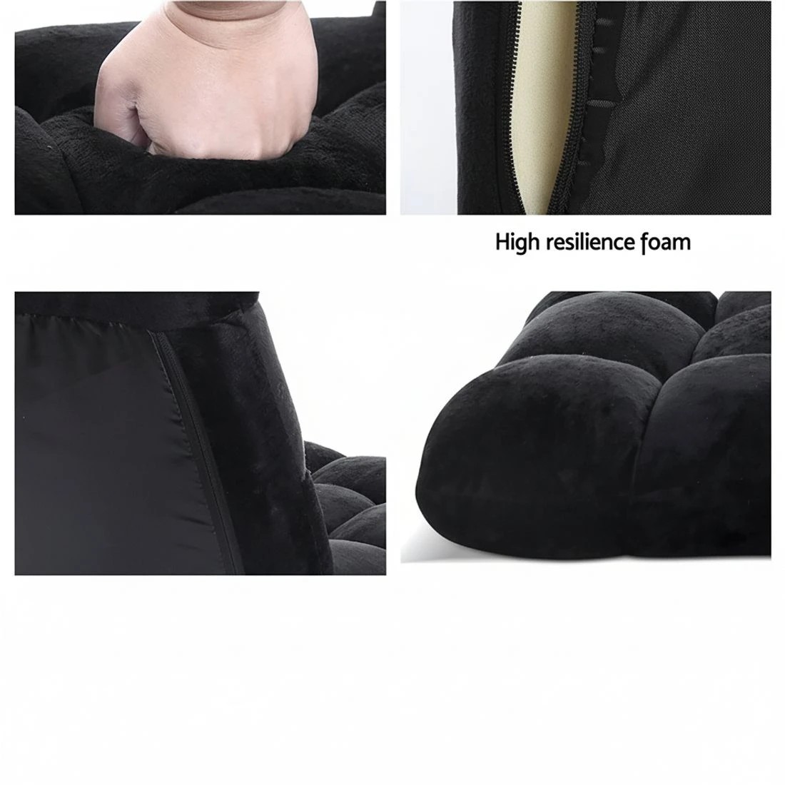 8 Artiss 4X Lounge Sofa Bed Flannel Fabric - Black, 8 of 9