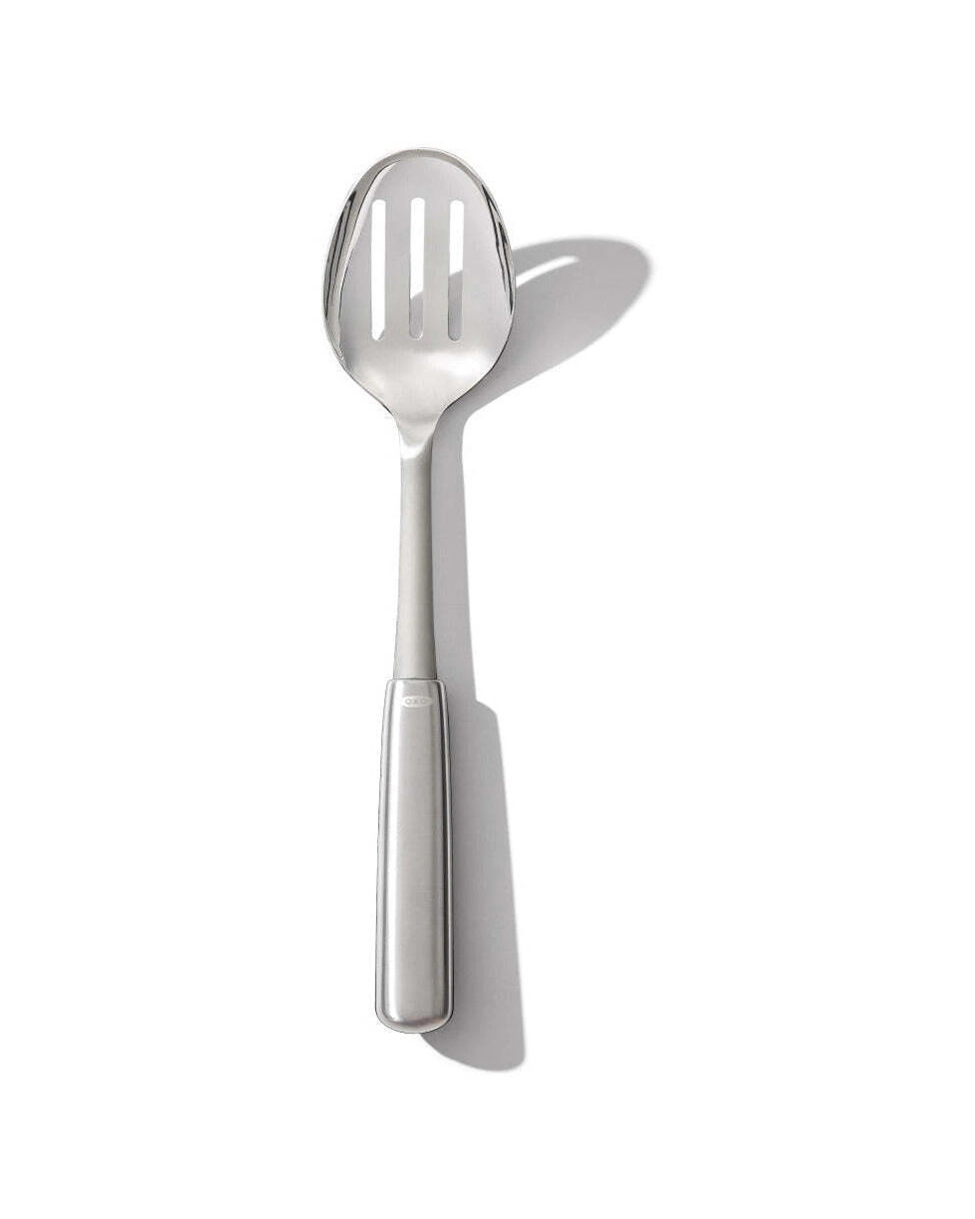 1 Oxo Steel Slotted Cooking Spoon Stainless Liquid Draining Non-Slip - Silver, 1 of 2