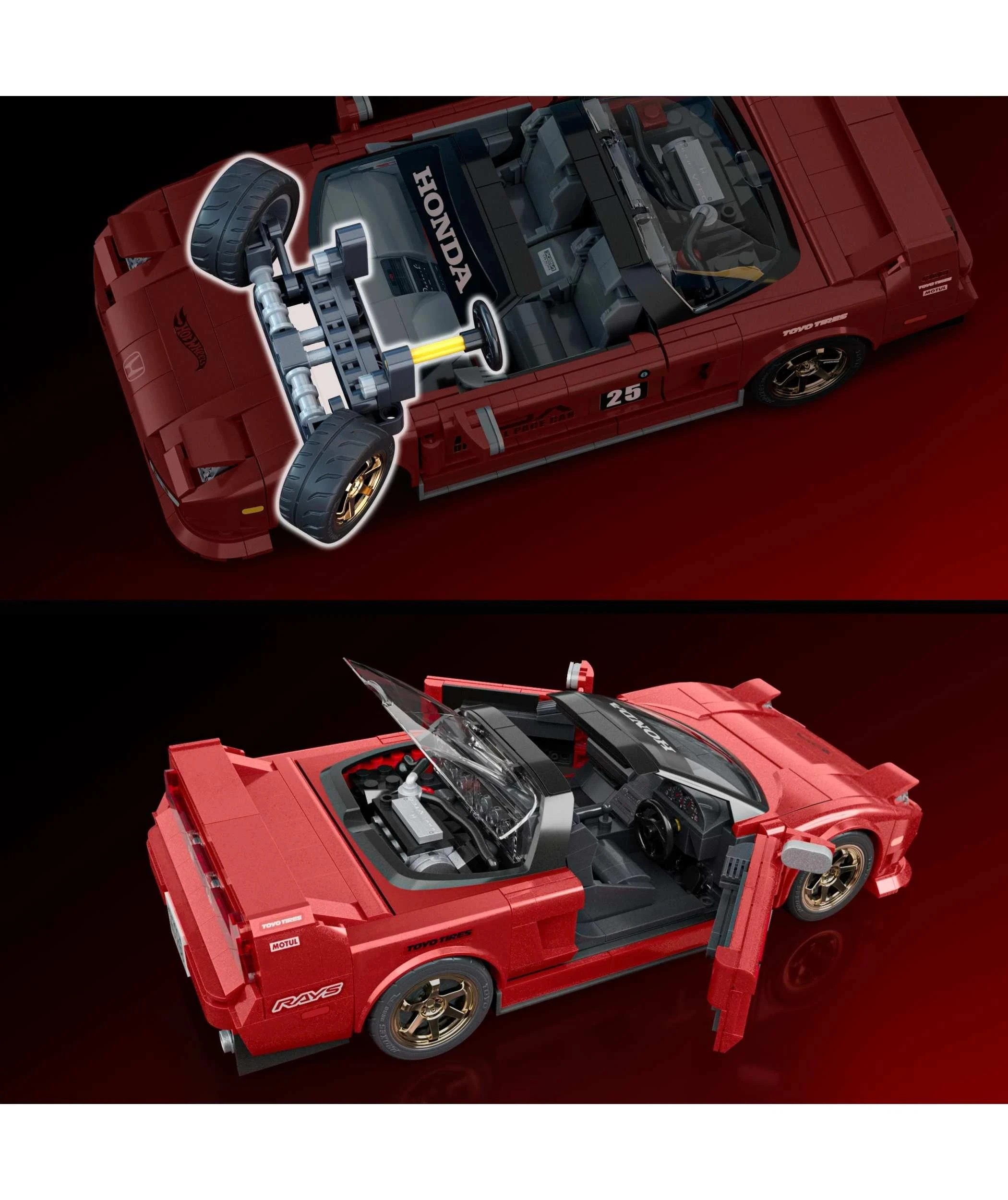 3 Mattel Brick Shop Hot Wheels ’90 Acura NSX Building Toy Kit - Red, 3 of 6