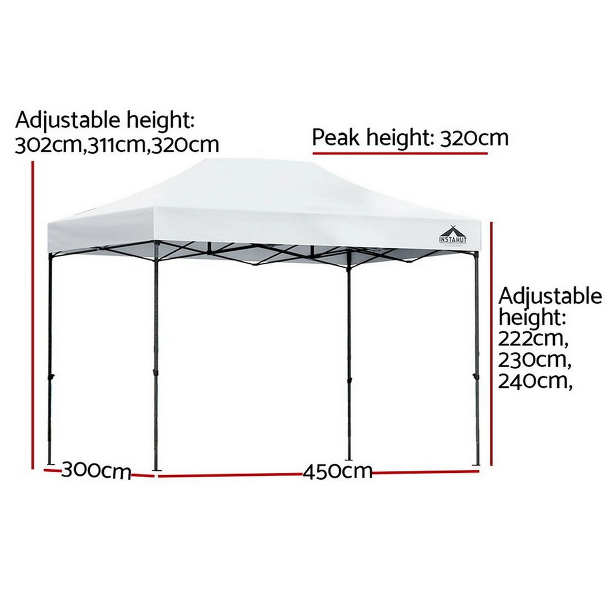 3 Instahut Gazebo Pop Up Marquee  Folding Tent 500D Oxford Fabric - White, 3 of 10