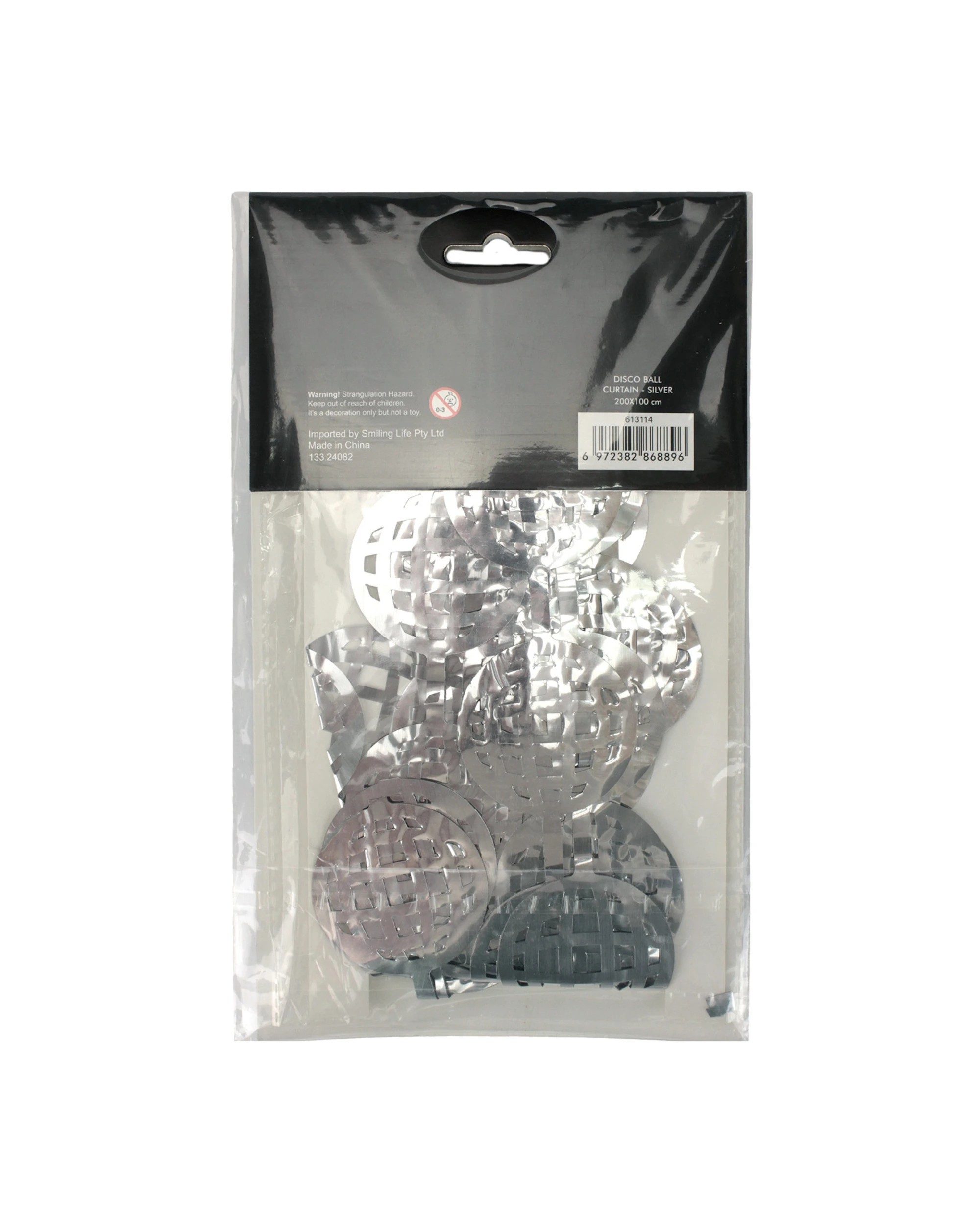 5 Party Maker Disco Ball Foil Backdrop Curtain 100cm x 200cm - Silver, 5 of 5