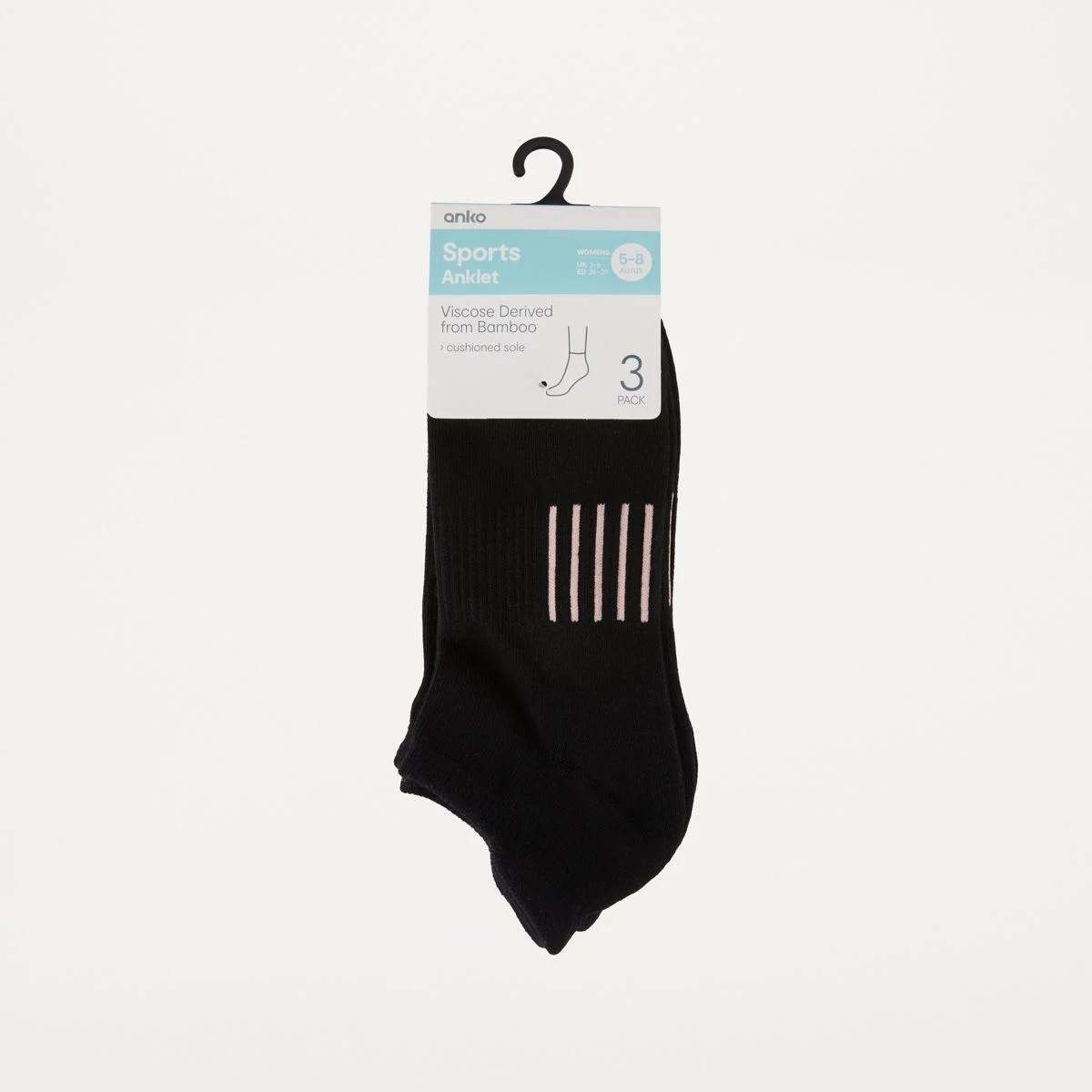 3 3 Pack Active Bamboo Low Cut Socks BLACK PINK, 3 of 3