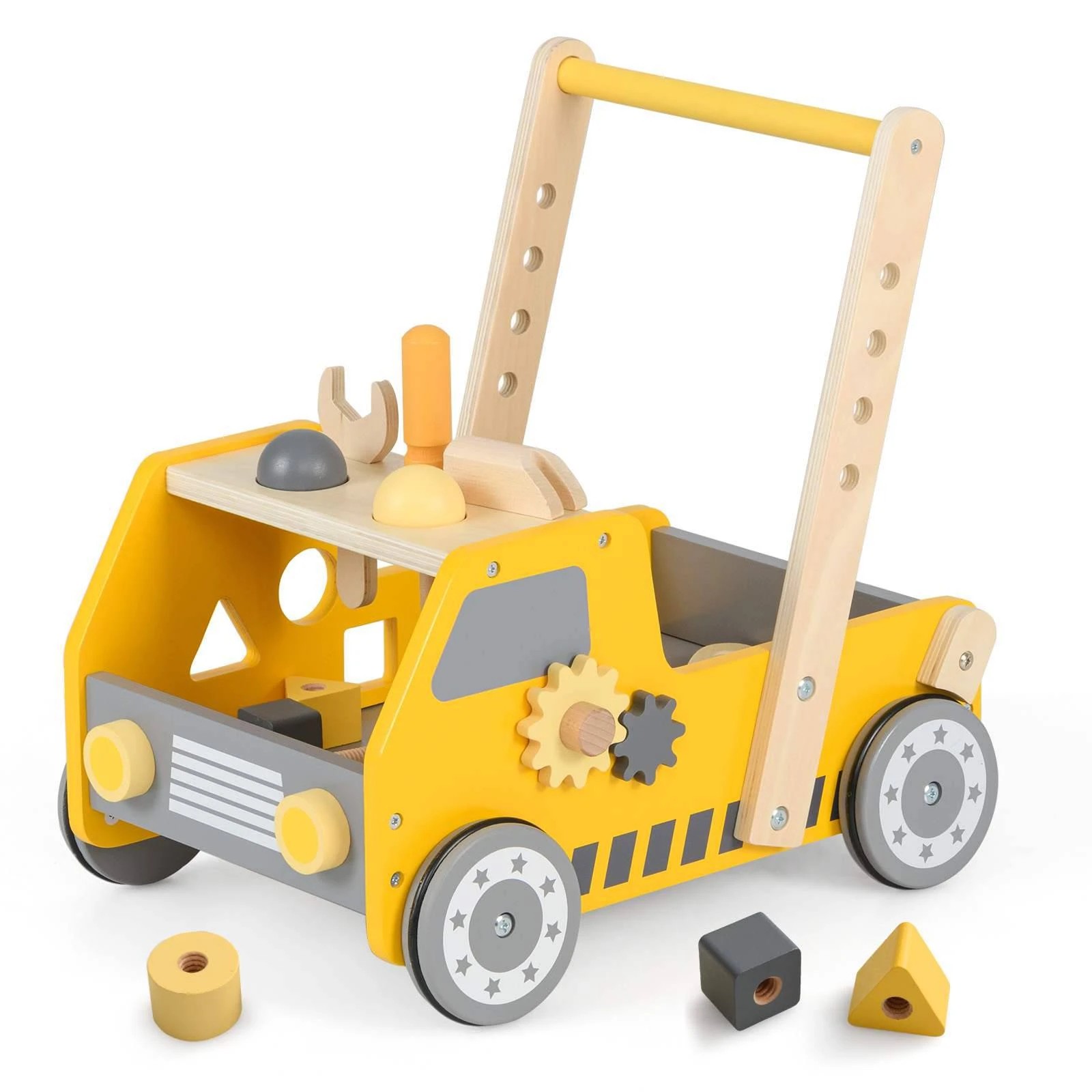 1 Costway 2-in-1 Wooden Walker Montessori Push & Pull Walker - Yellow, 1 of 1