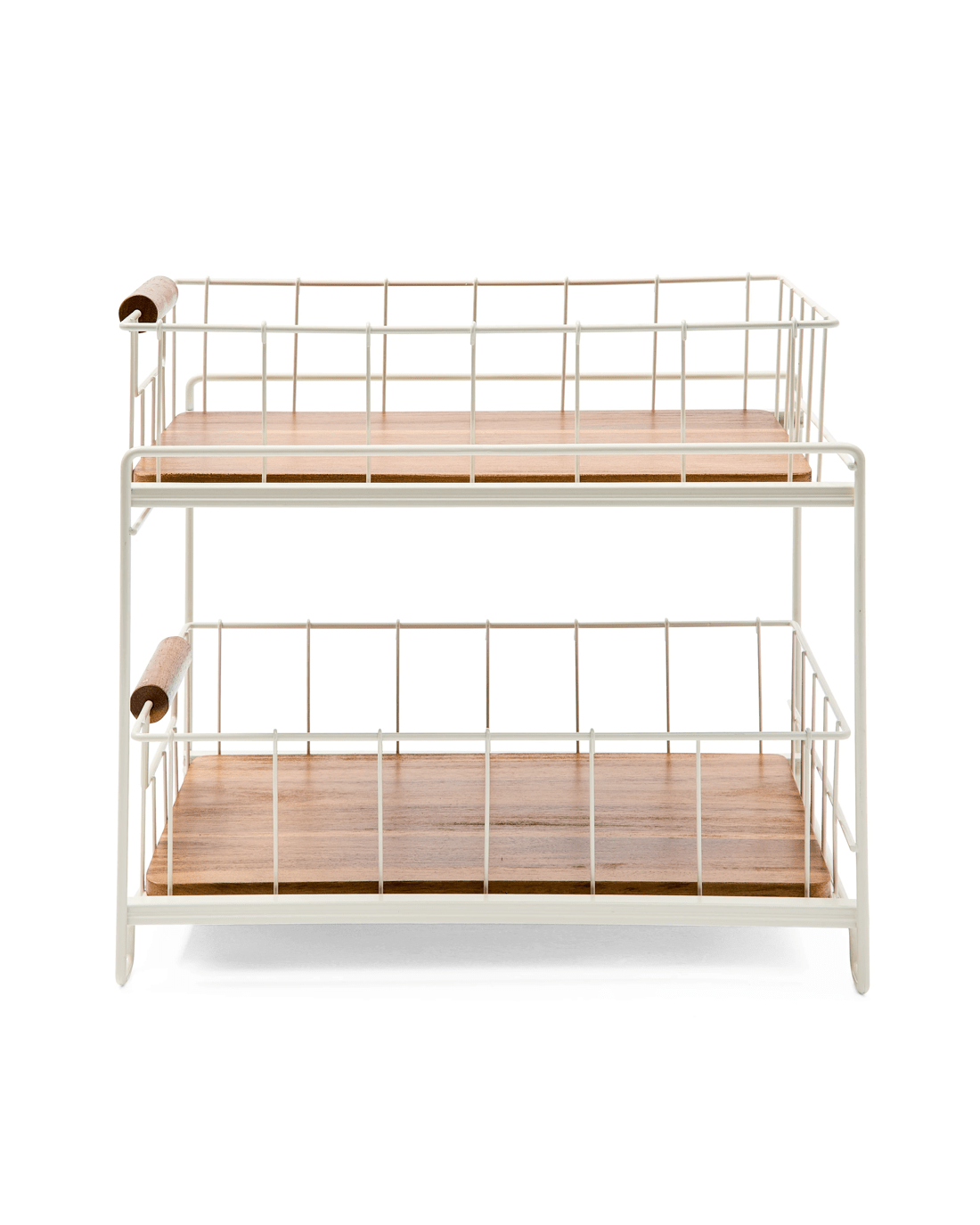 6 Off White and Acacia 2 Tier Drawers, 6 of 10