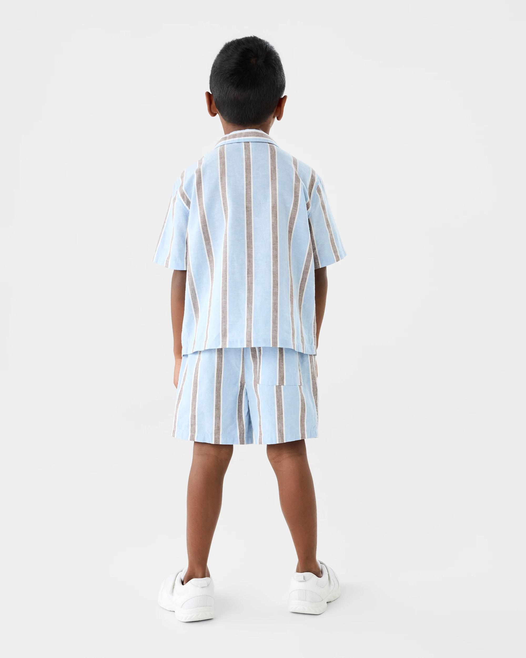 6 Linen Blend Shorts Blu Stripe, 6 of 6
