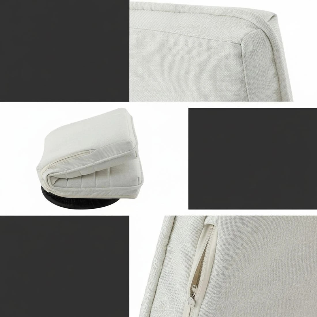 6 Artiss 4XFloor Chair Lounge Sofa Swivel Foldable Linen - White, 6 of 6