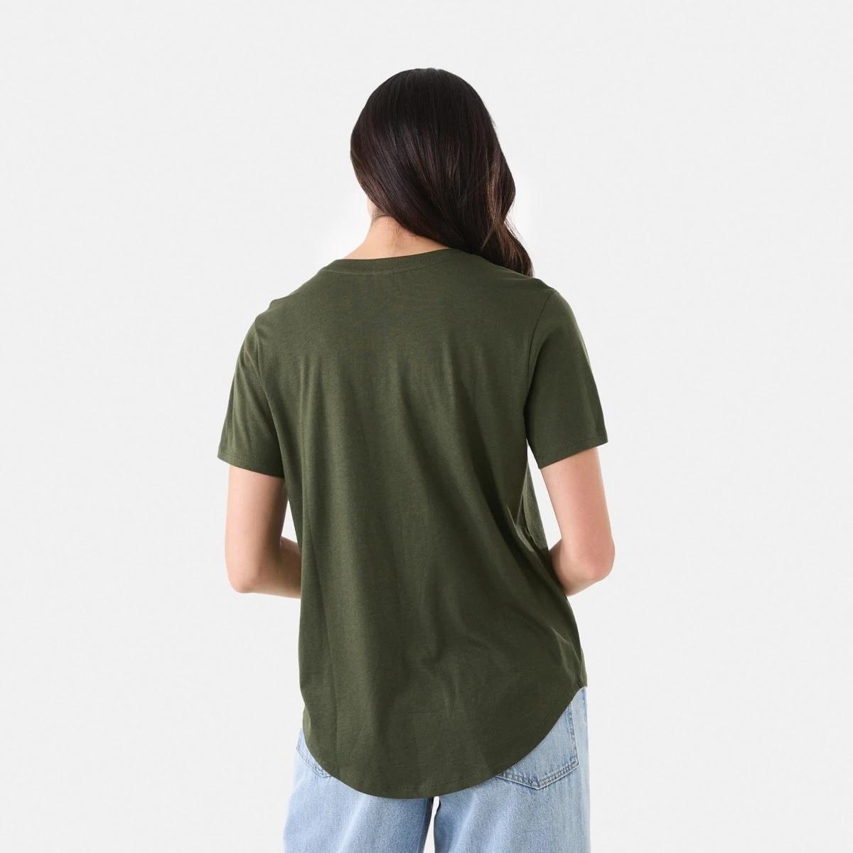 4 Short Sleeve Cotton Modal T-shirt OLIVE OIL GREEN, 4 of 6