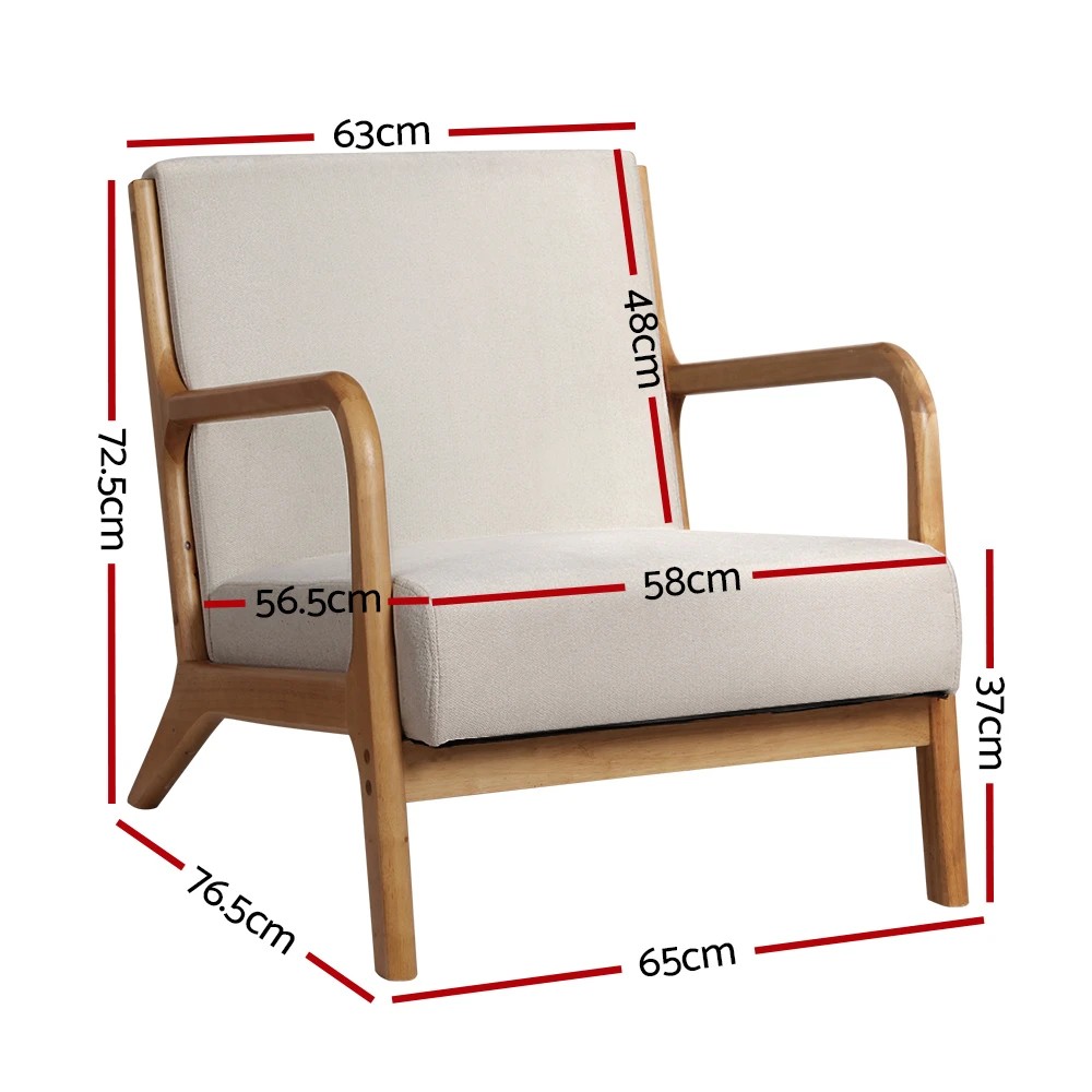 2 Artiss 2X Armchair Faux Fabric - White, 2 of 5