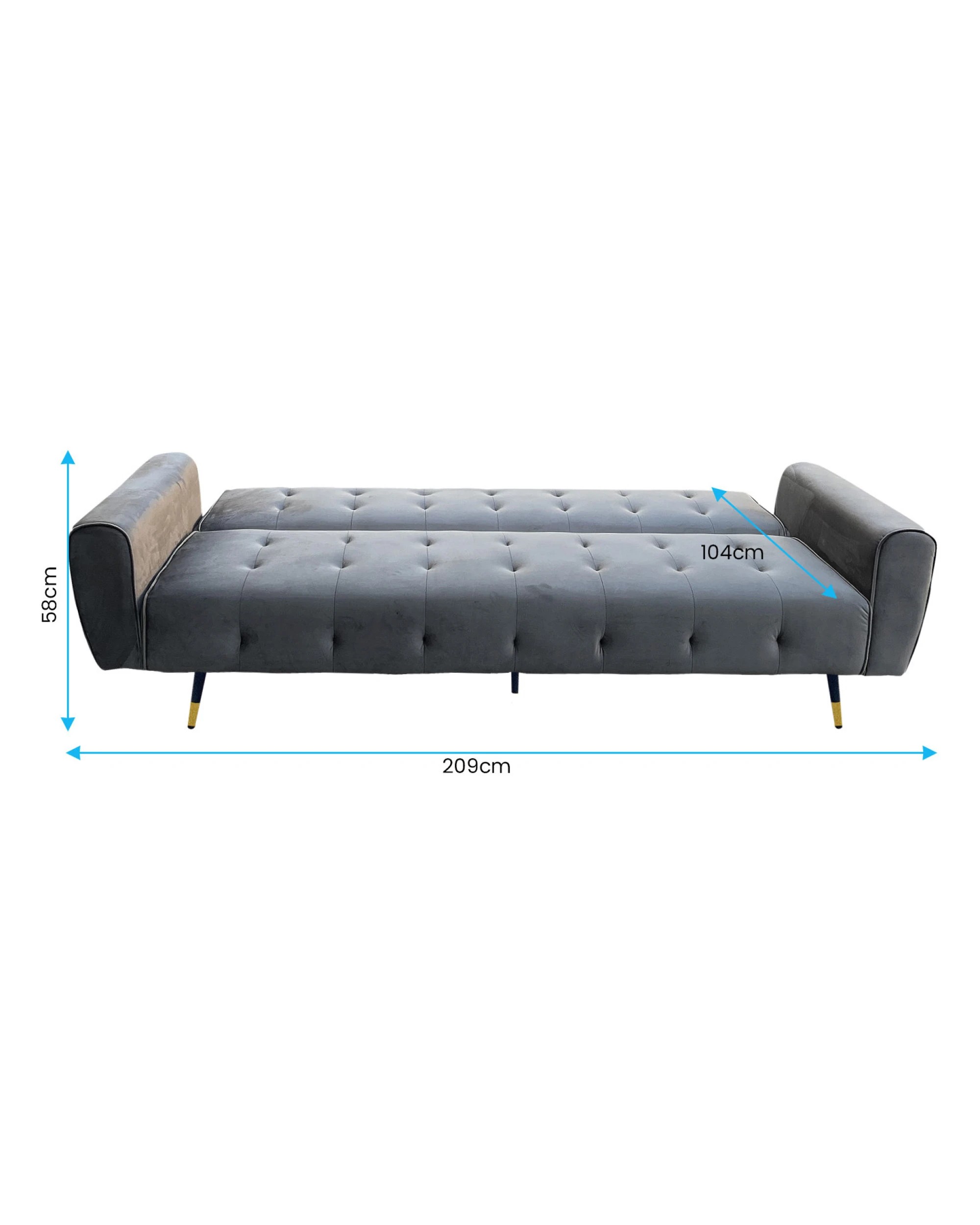 5 Ava Tufted Velvet Sofa Bed By Sarantino - Dark Grey, 5 of 9