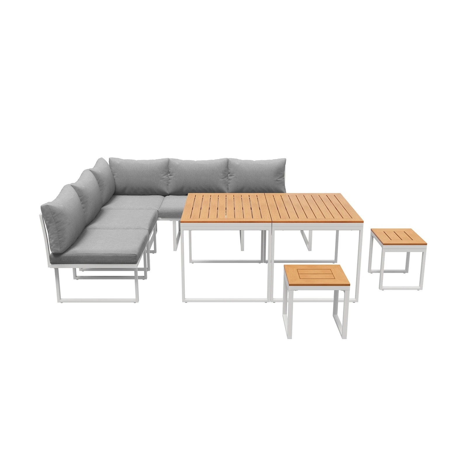 7 Livsip 7 Seater Outdoor Dining Set Sofa Lounge Setting Patio Table Stool - Multi, 7 of 8