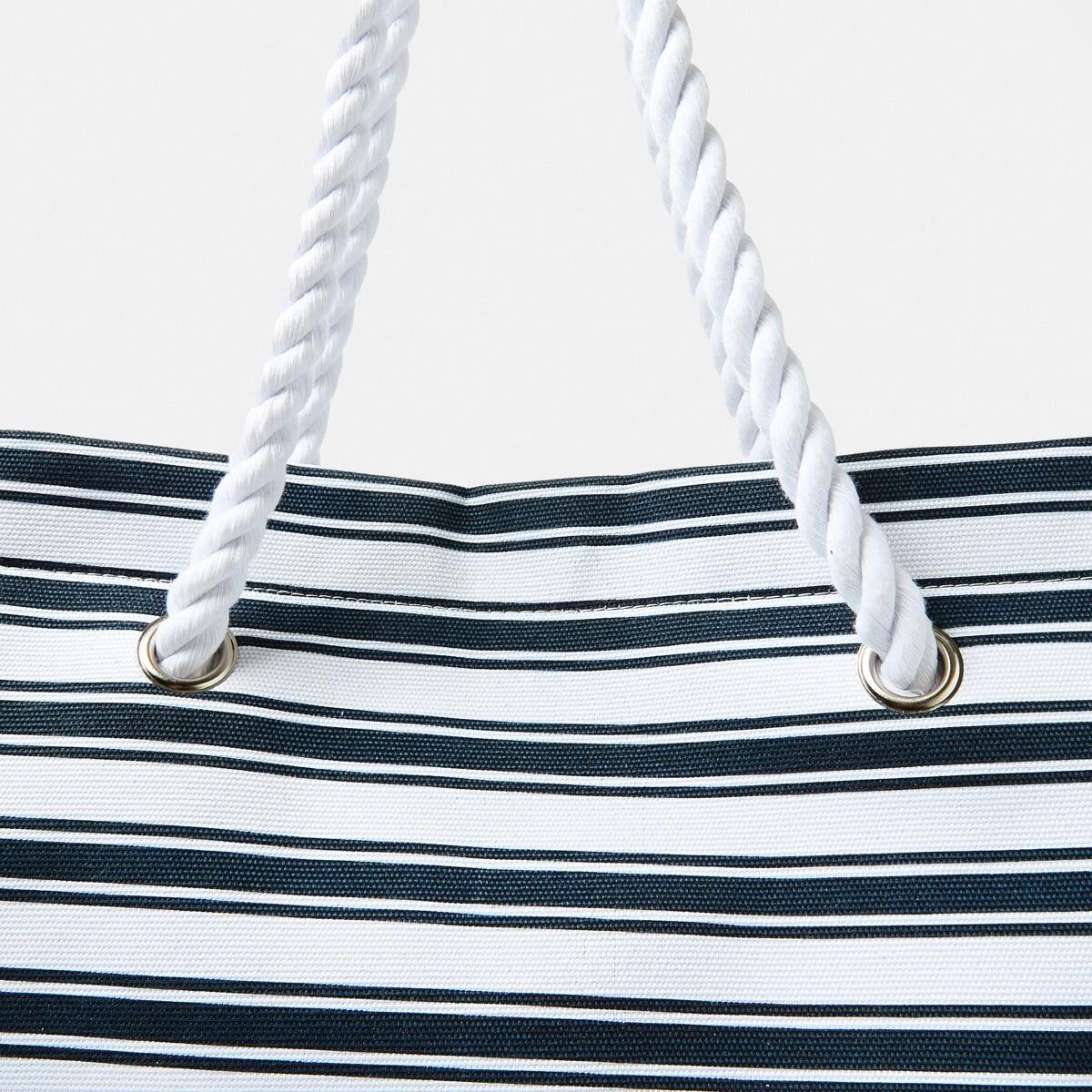 3 Rope Canvas Beach Bag NAVY STRIPE NAVY BLAZER, 3 of 5