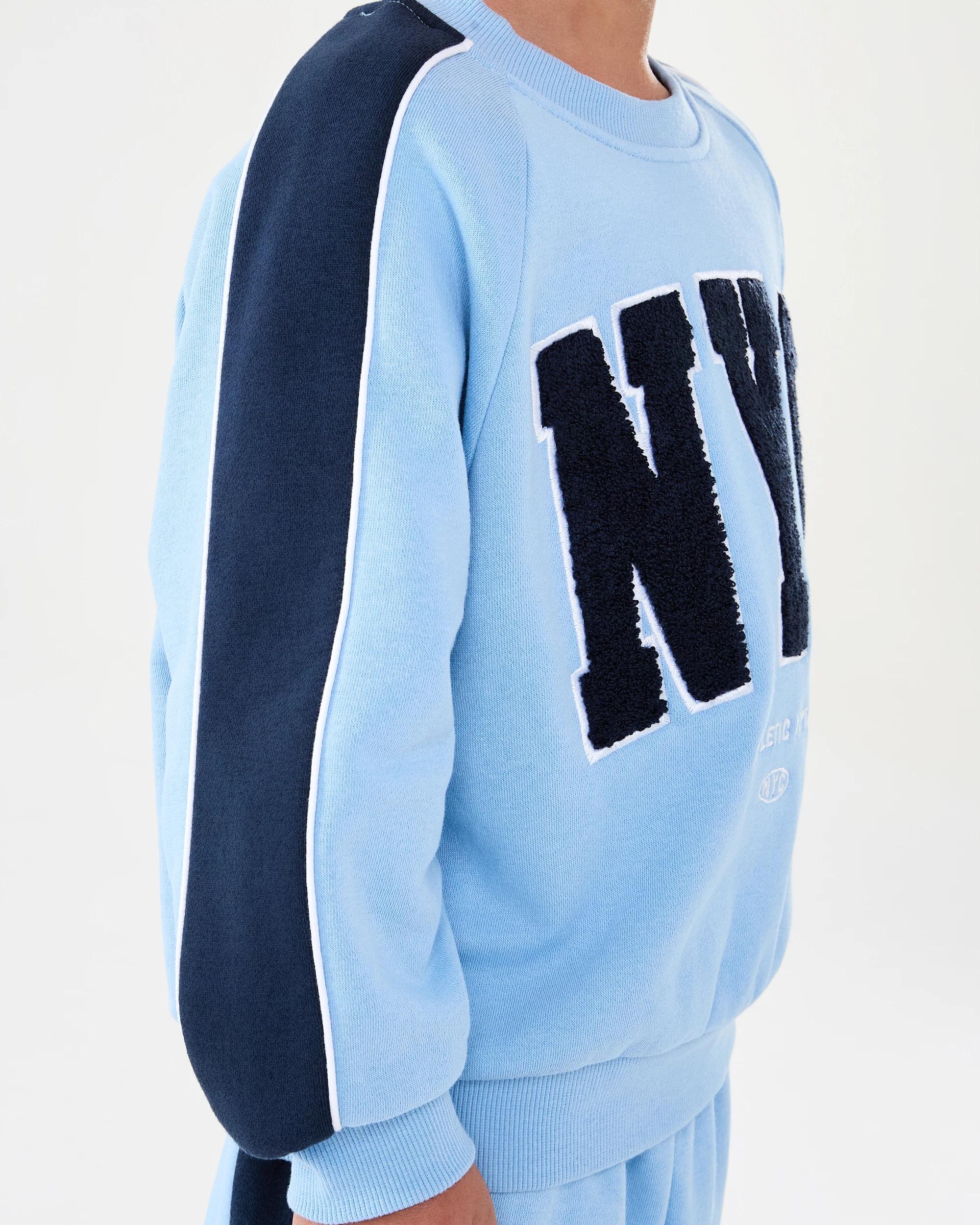 6 Oversized Print Panel Crew Neck Sweatshirt Blu Sorbet, 6 of 8