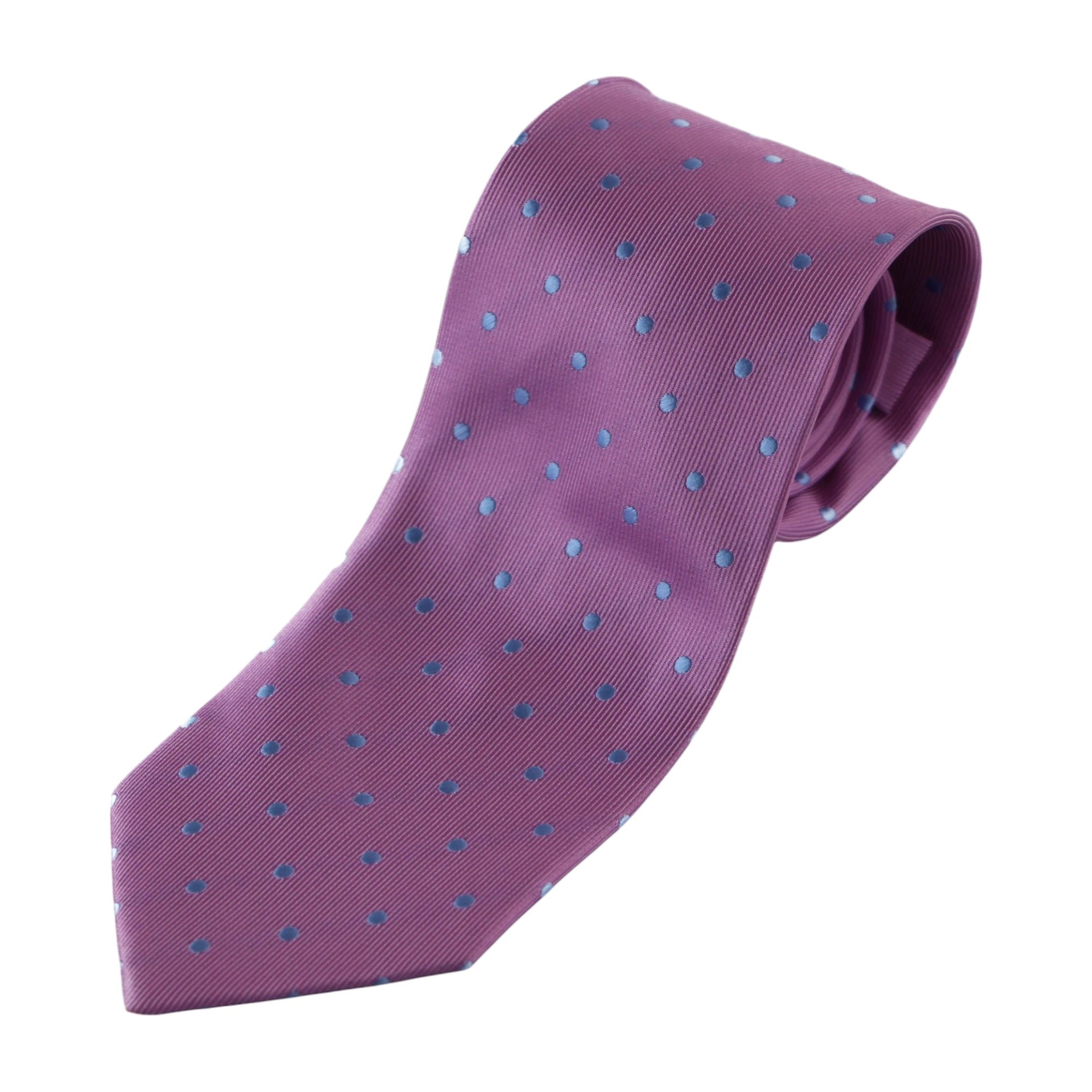 3 Zasel Mens Violet & Baby Blue Mini Polka Dot Patterned 8cm Neck Tie - Multi, 3 of 3