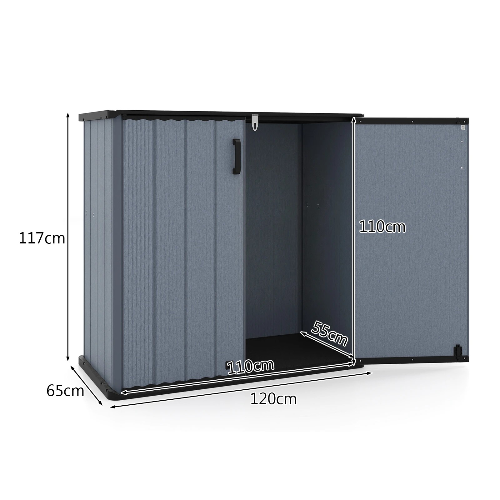 2 Costway 665 L Outdoor Storage Shed All-Weather Storage Box - Grey, 2 of 6