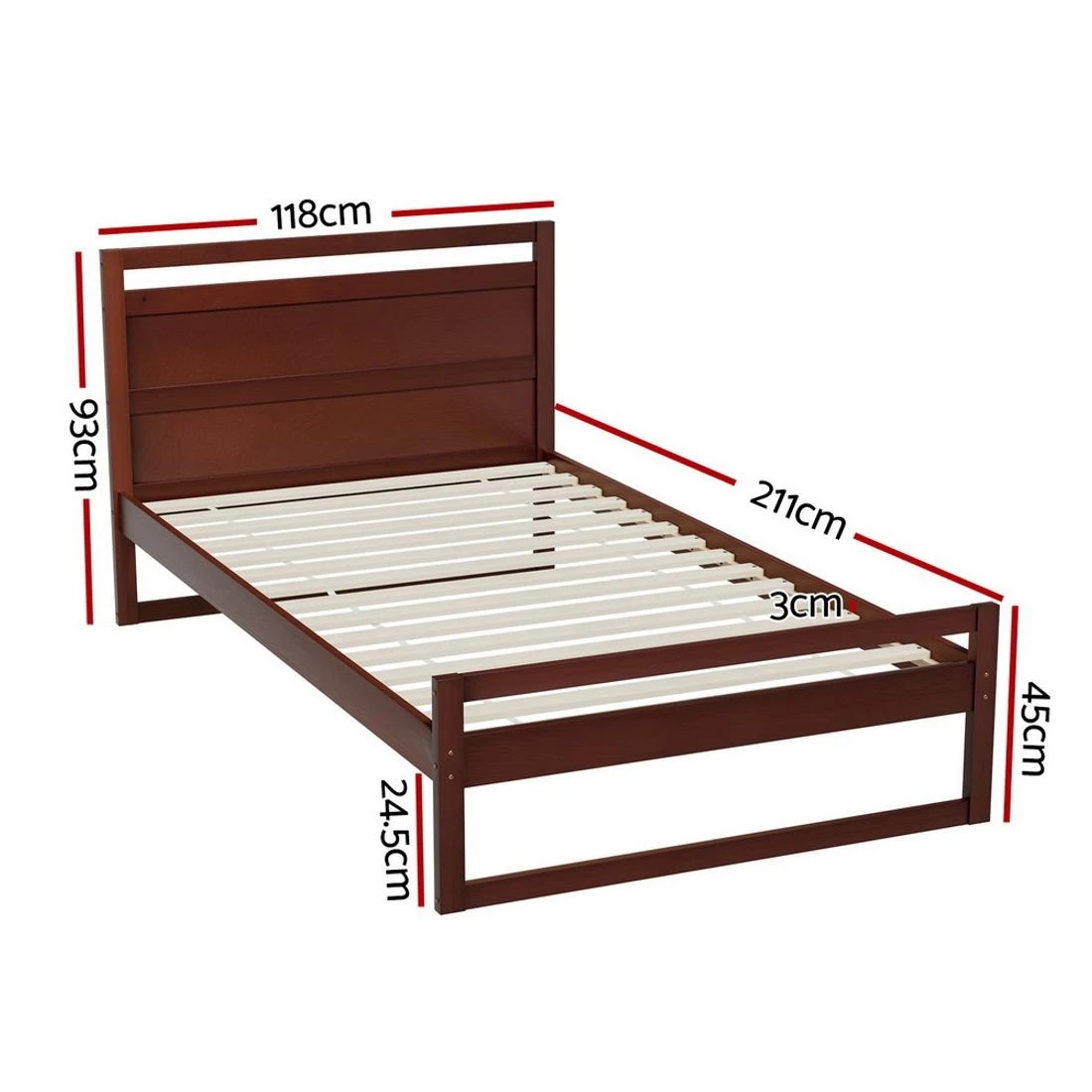 2 Artiss Bed Frame King Single Size Wooden - Brown, 2 of 6