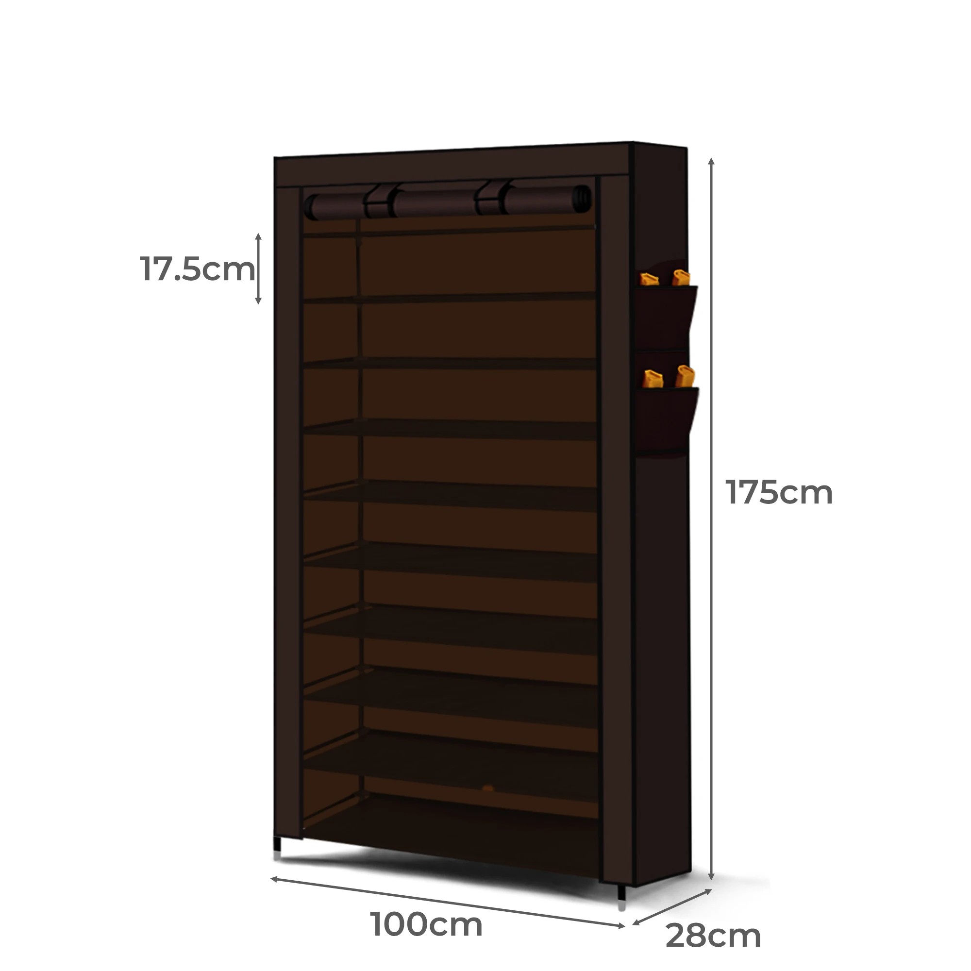 3 Levede 2Pcs 10 Tier Poratable Shoe Rack With Cover - Brown, 3 of 6