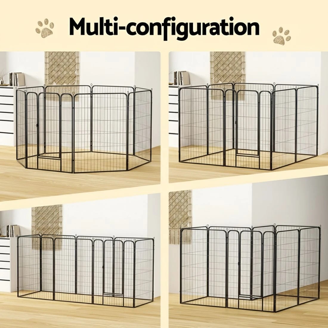 3 i.Pet Pet Dog Playpen 48" Enclosure 8 Panel Cage Kennel Puppy Fence Play Pen - Black, 3 of 5