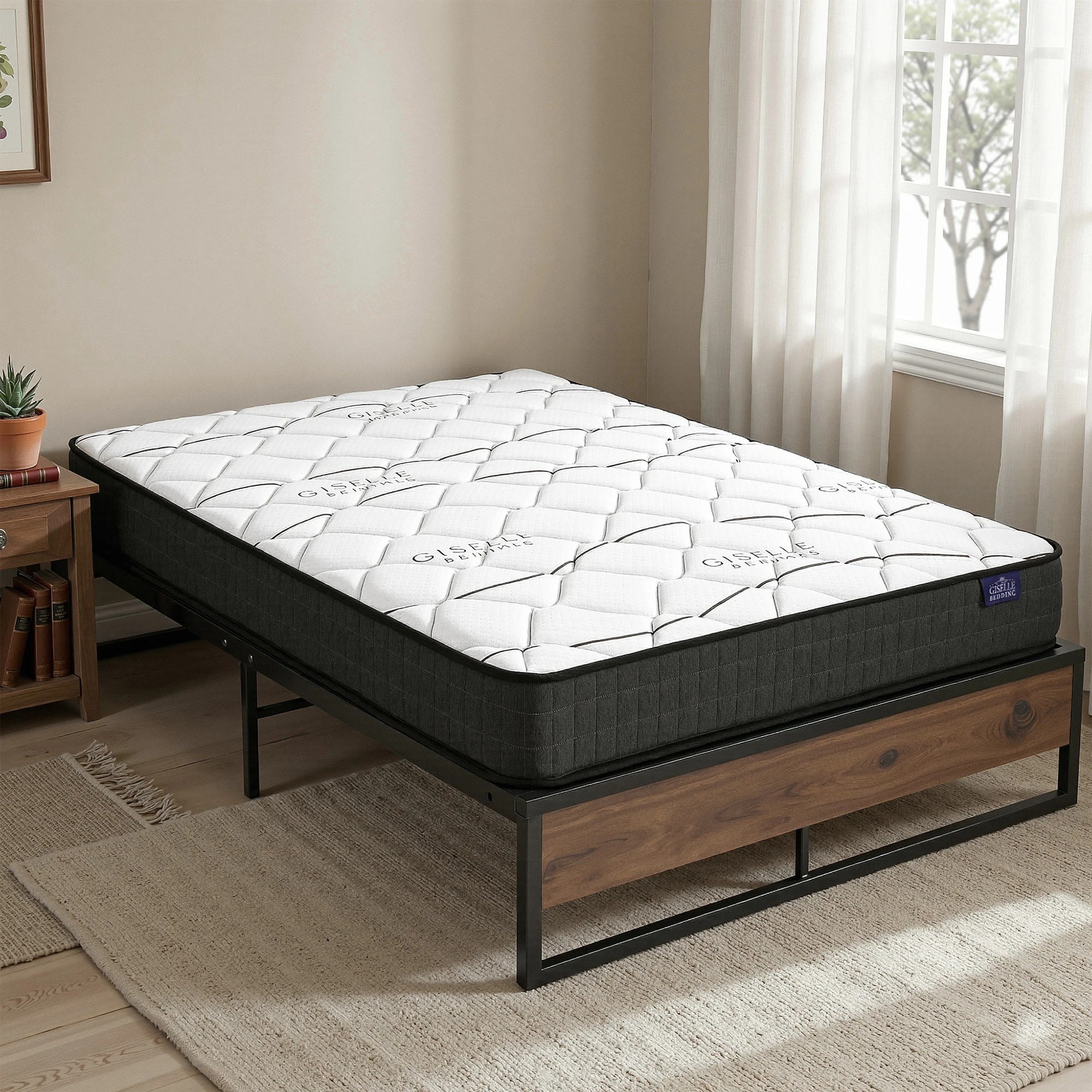 9 Giselle Double Mattress 16cm and Artiss Metal Bed Frame Set for Guest Rooms Studios - Double Bed - Multi, 9 of 9