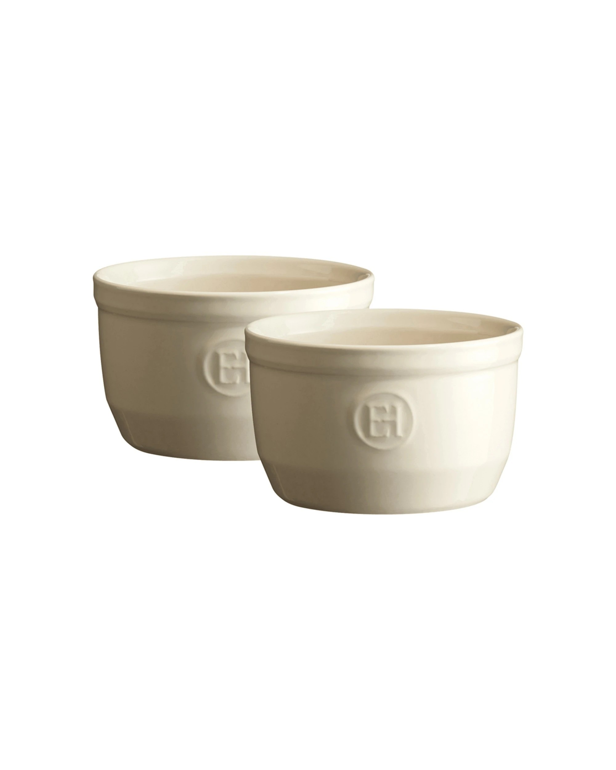2 Emile Henry 2pc Ceramic Ramekin Set Oven Dessert Dish 10cm - White, 2 of 2