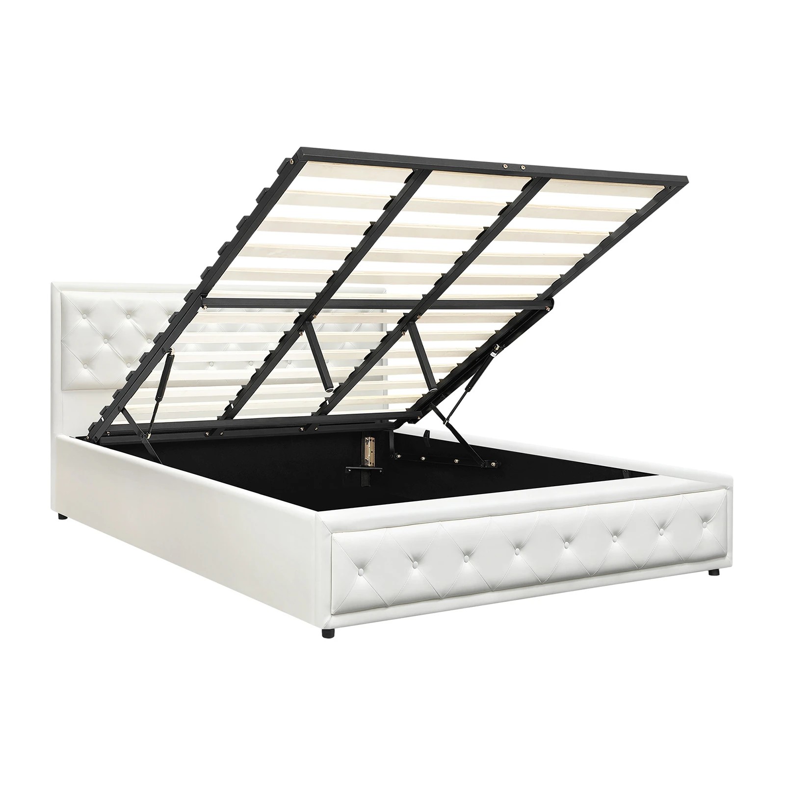 7 Oikiture King Bed Frame Gas Lift Base With Storage Enzo
 - White, 7 of 10