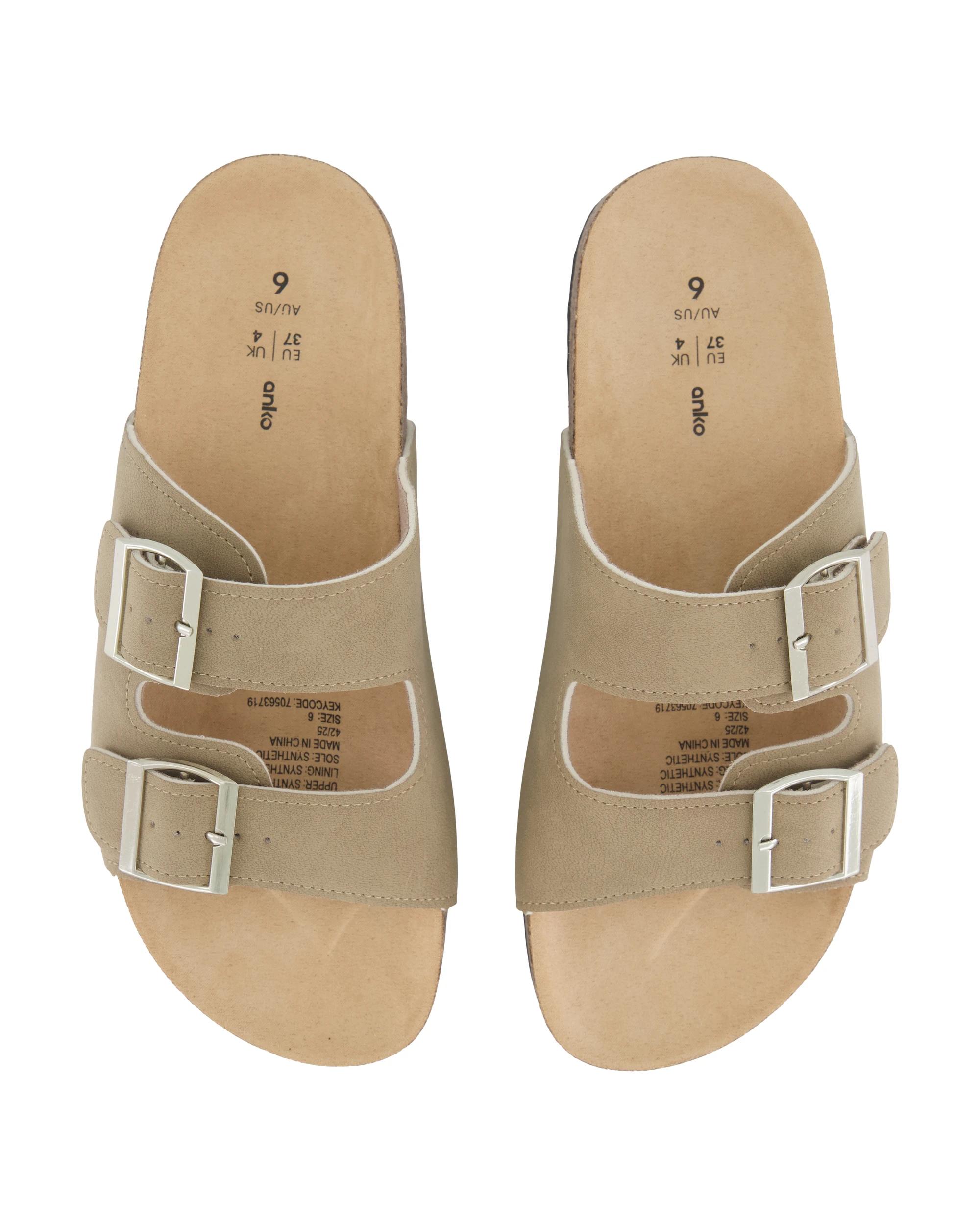 2 Double Buckle Footbed Slides OAT BEIGE, 2 of 3