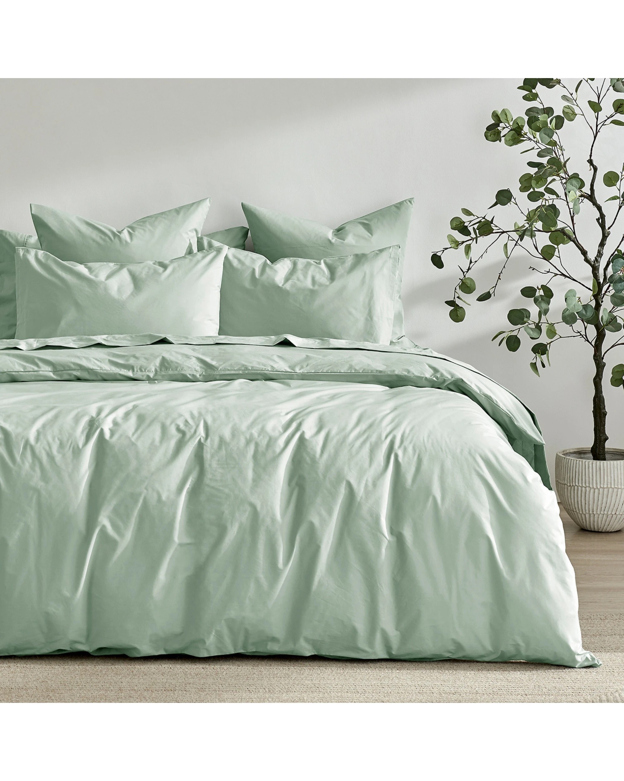 1 Dreamaker 300TC Cotton Percale Quilt Cover Set - Queen Bed - Sage, 1 of 7