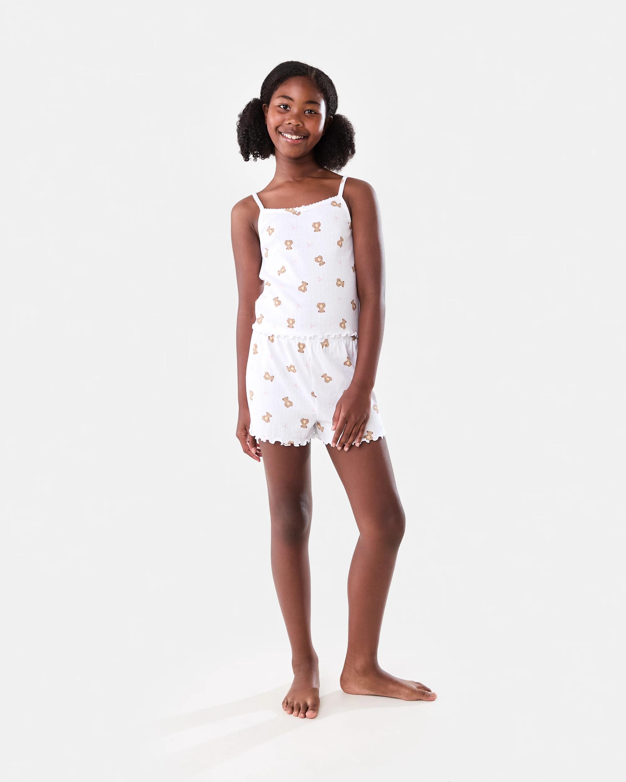 1 Pointelle Strappy Pyjama Set BOW BEARS SNOW WHITE, 1 of 8