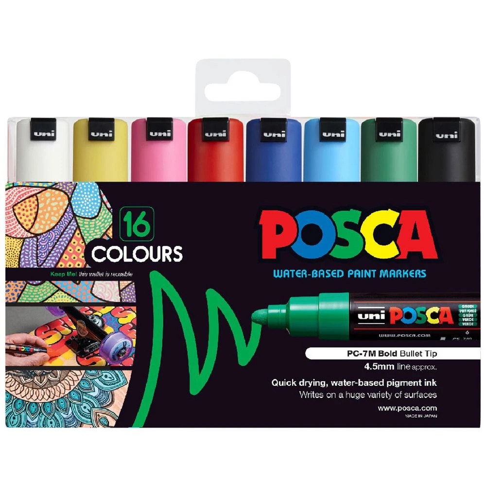 1 POSCA PC-7M Paint Markers Assorted 16 Pack, 1 of 9