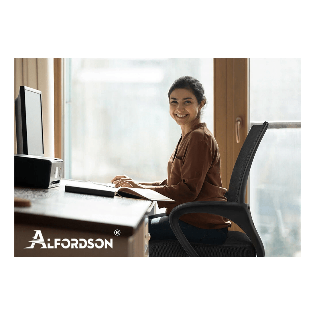 10 Alfordson Mesh Office Chair Executive Gaming Seat Computer Racing Work - Black, 10 of 10