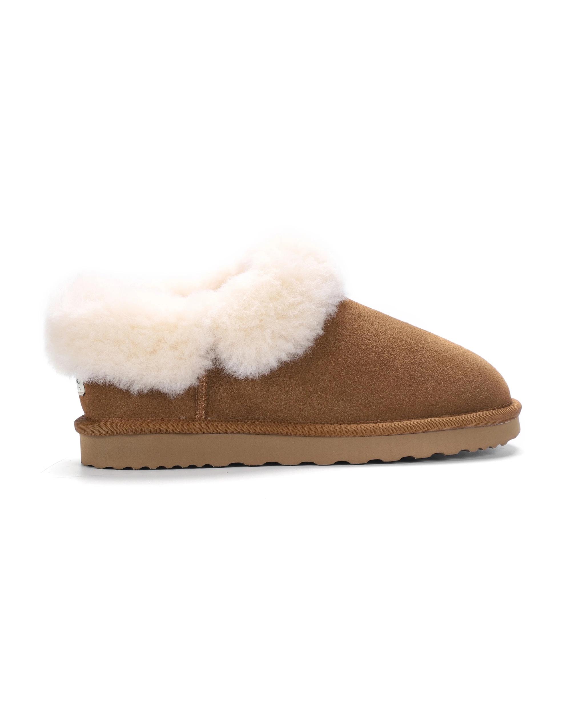 1 AUS WOOLI Sheepskin Wool Traditional Ankle UGG Slippers TAN, 1 of 6