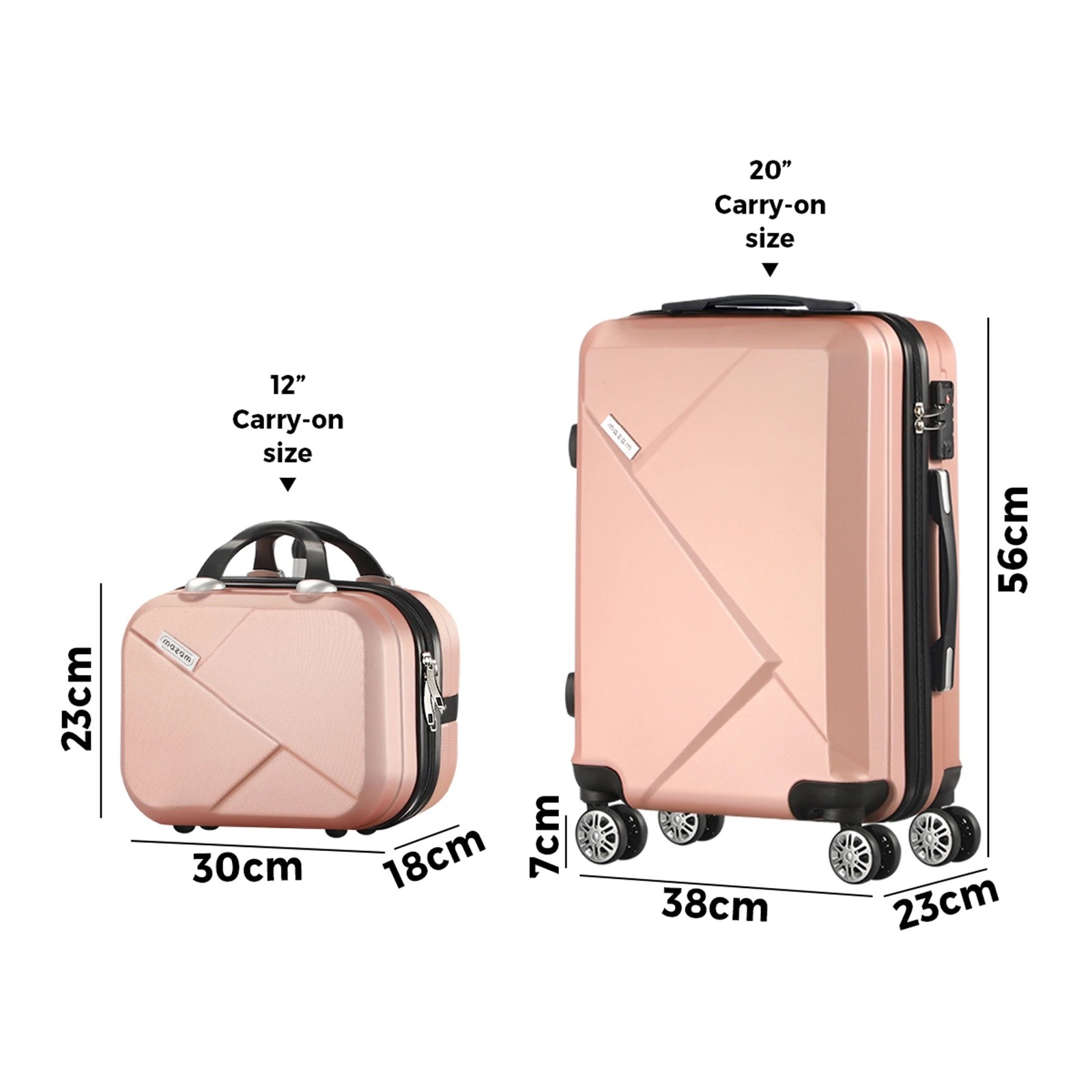 2 Mazam 2PCS Luggage Suitcase Trolley Set - Pink, 2 of 7