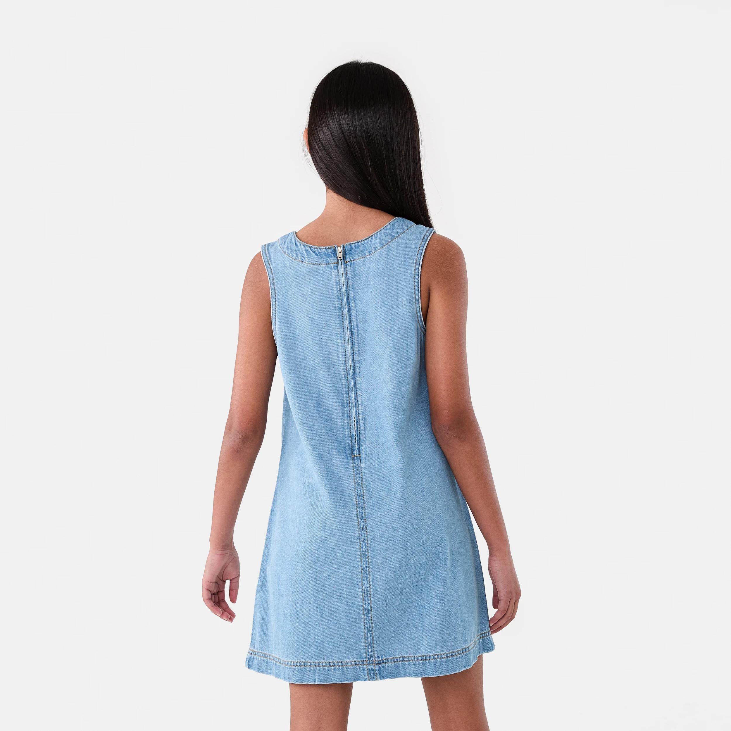 2 A-Line Denim Dress Light Wash, 2 of 7