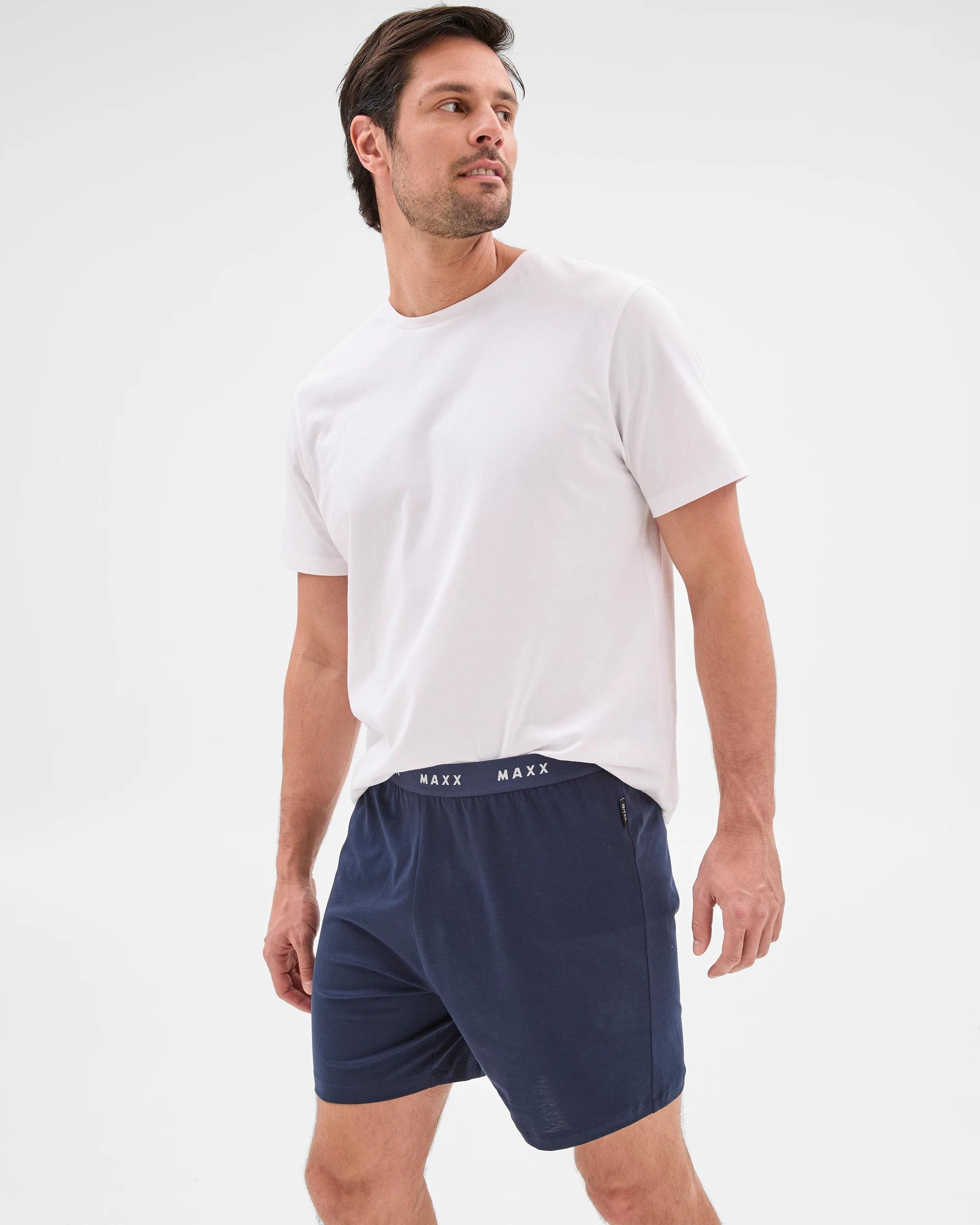 5 Mens Australian Cotton Jersey Sleep Shorts - Maxx NAVY BLUE, 5 of 6
