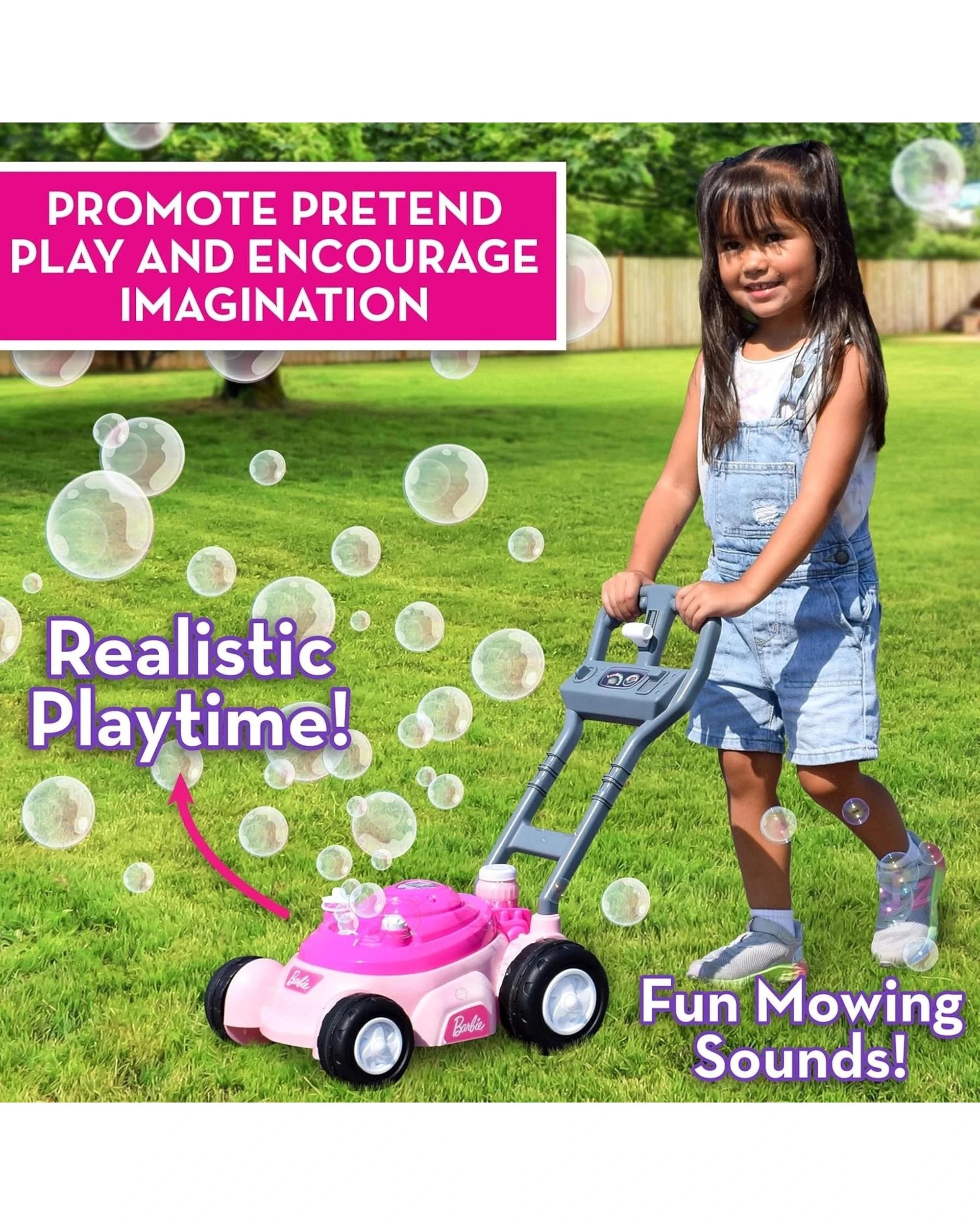 4 Barbie Bubble N Go Mower and Bubble Solution - Pink, 4 of 6