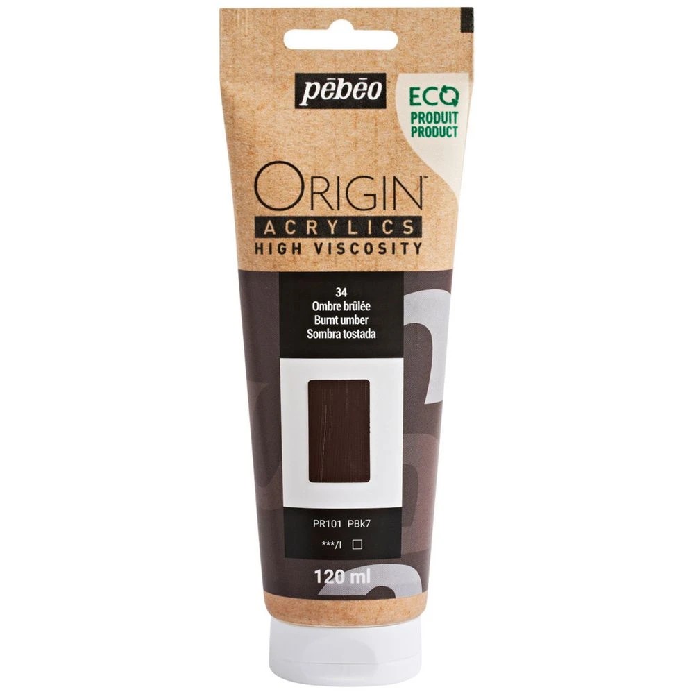 1 Pebeo Origin Acrylic Paint 120mL Burnt Umber, 1 of 2