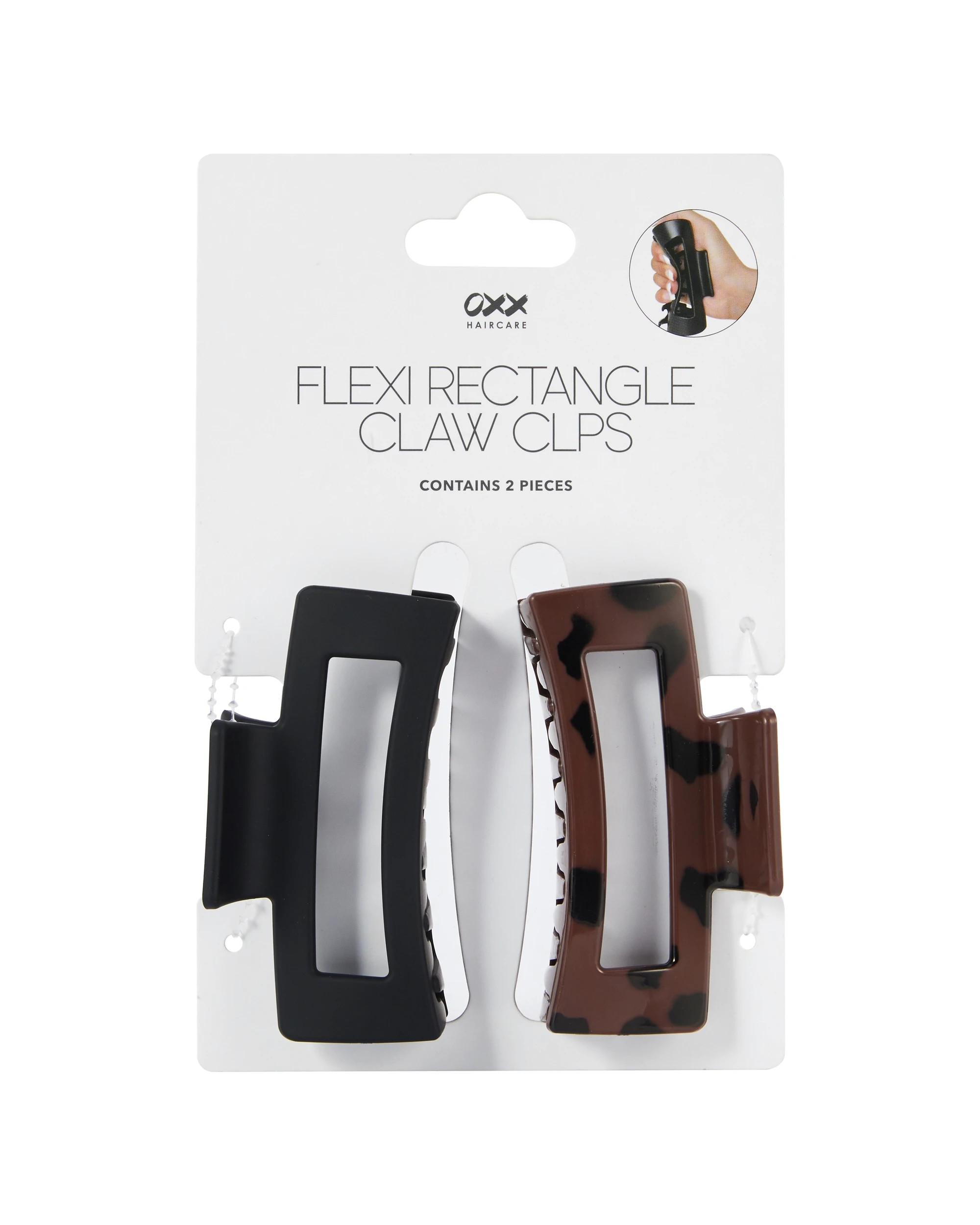 3 OXX Haircare 2 Piece Flexi Rectangle Claw Hair Clips, 3 of 3