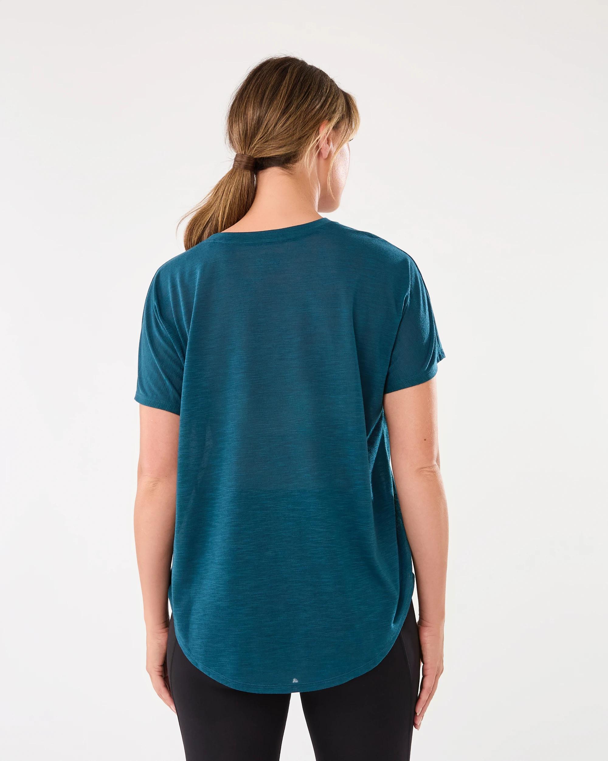 3 Active Womens Relax Sleeve T-shirt Deep Teal, 3 of 6