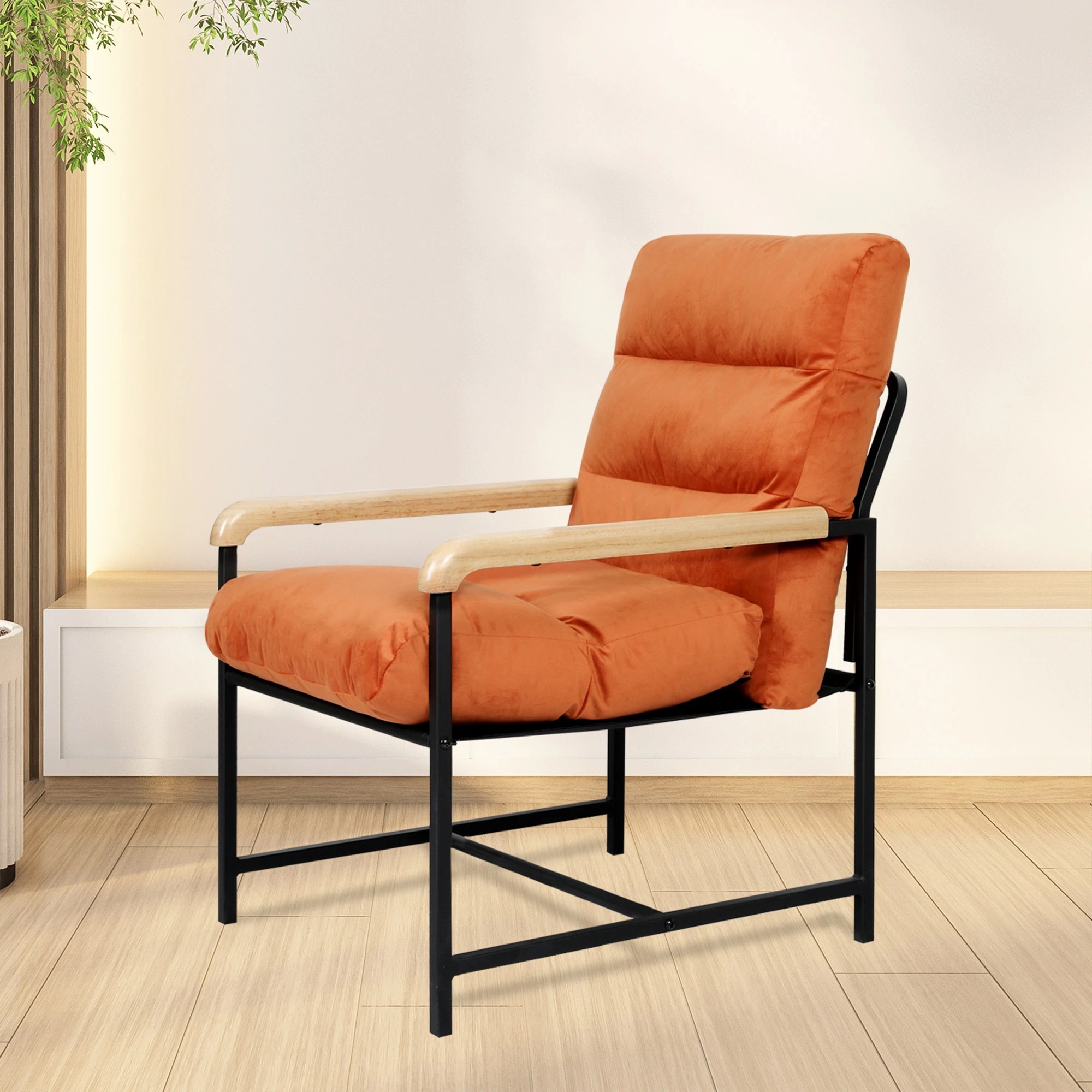 4 Levede Metal Accent Armchair - Brown, 4 of 7