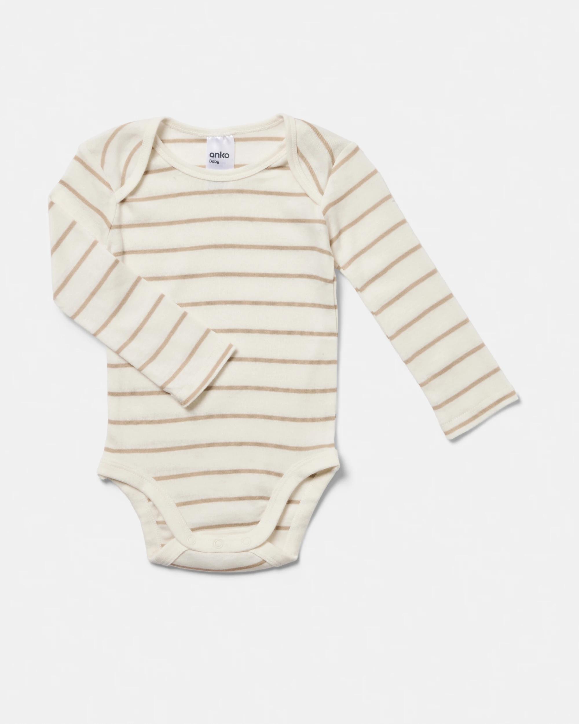 4 5 Pack Cotton Long Sleeve Bodysuits Bge Ct Br, 4 of 8