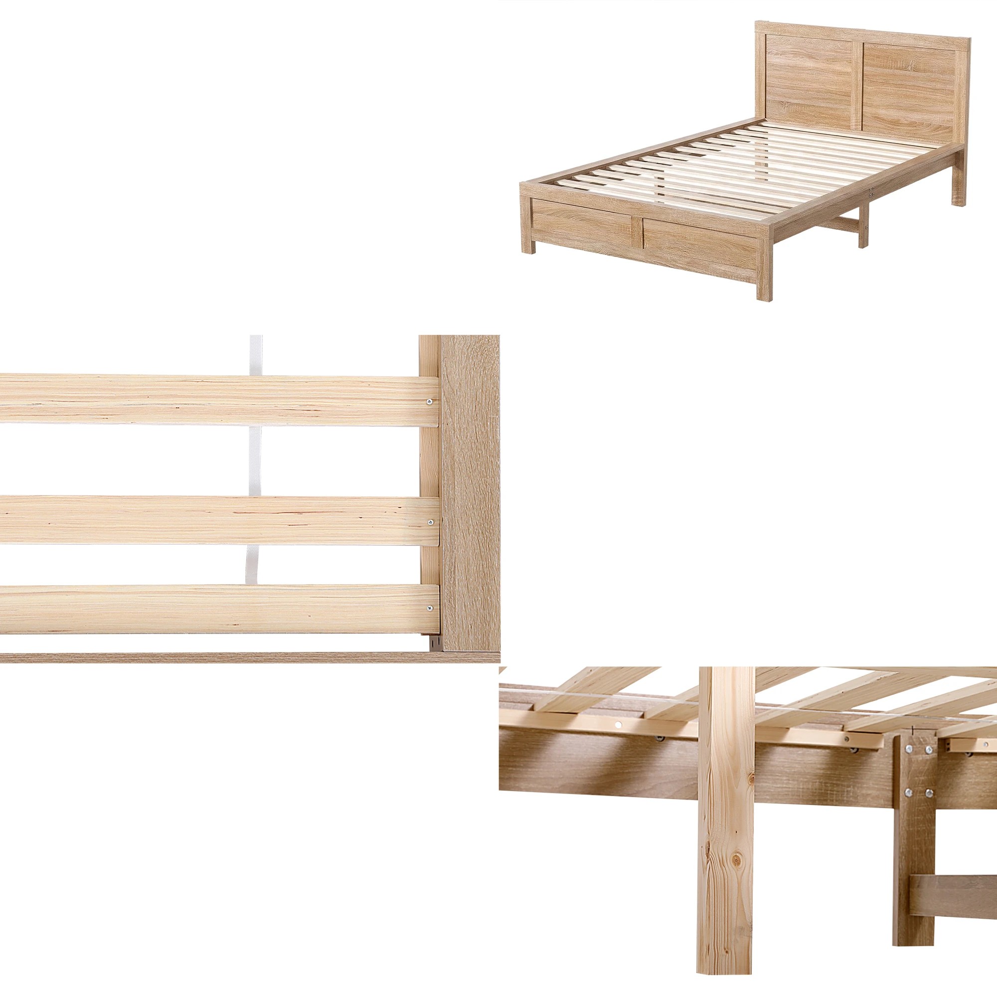 6 Artiss Single Bed Frame Wooden Bed Base - Brown, 6 of 8