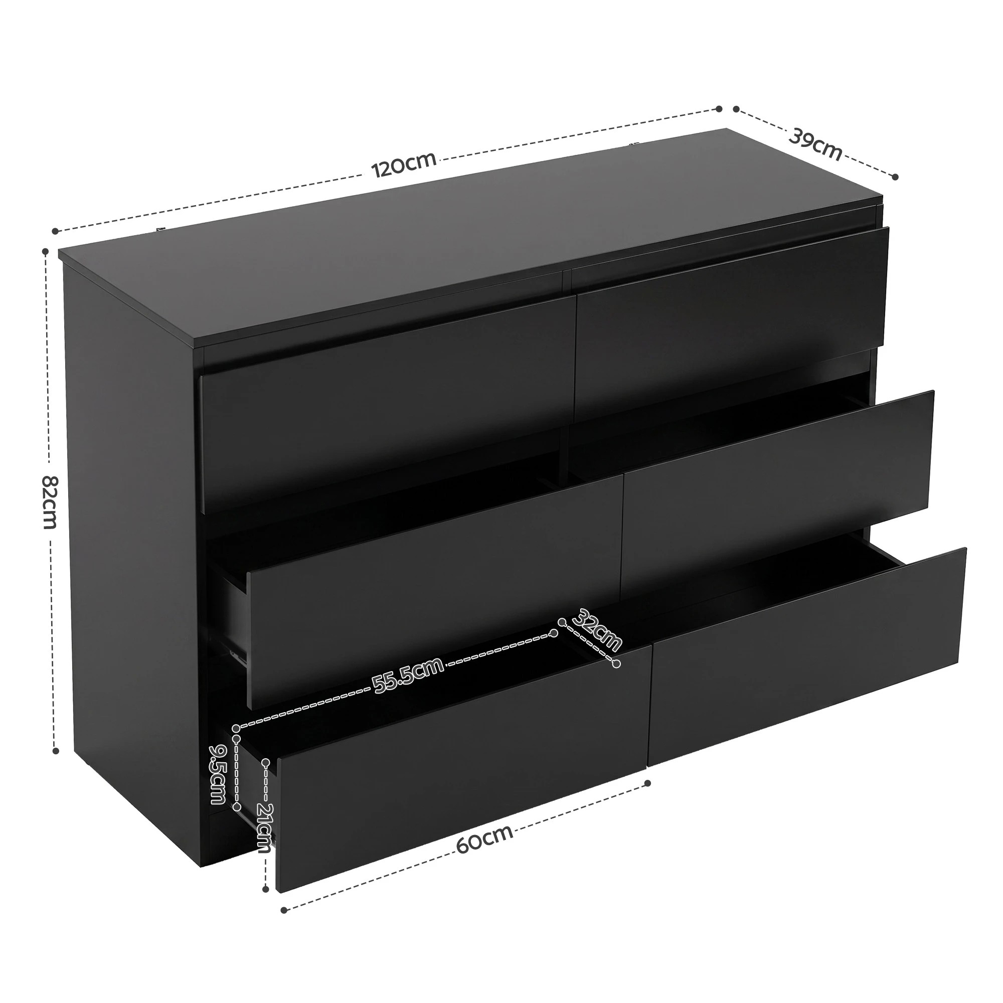 2 Artiss 6 Chest of Drawers Storage Cabinet - Black, 2 of 9