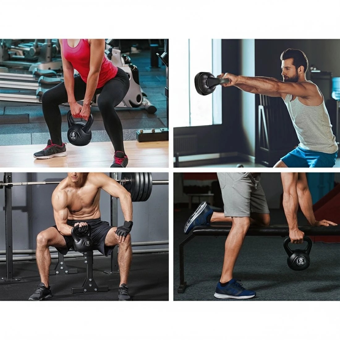 6 Everfit 22kg Kettlebell Set Weight Lifting Kettlebells Bench Dumbbells Gym Home - Black, 6 of 6