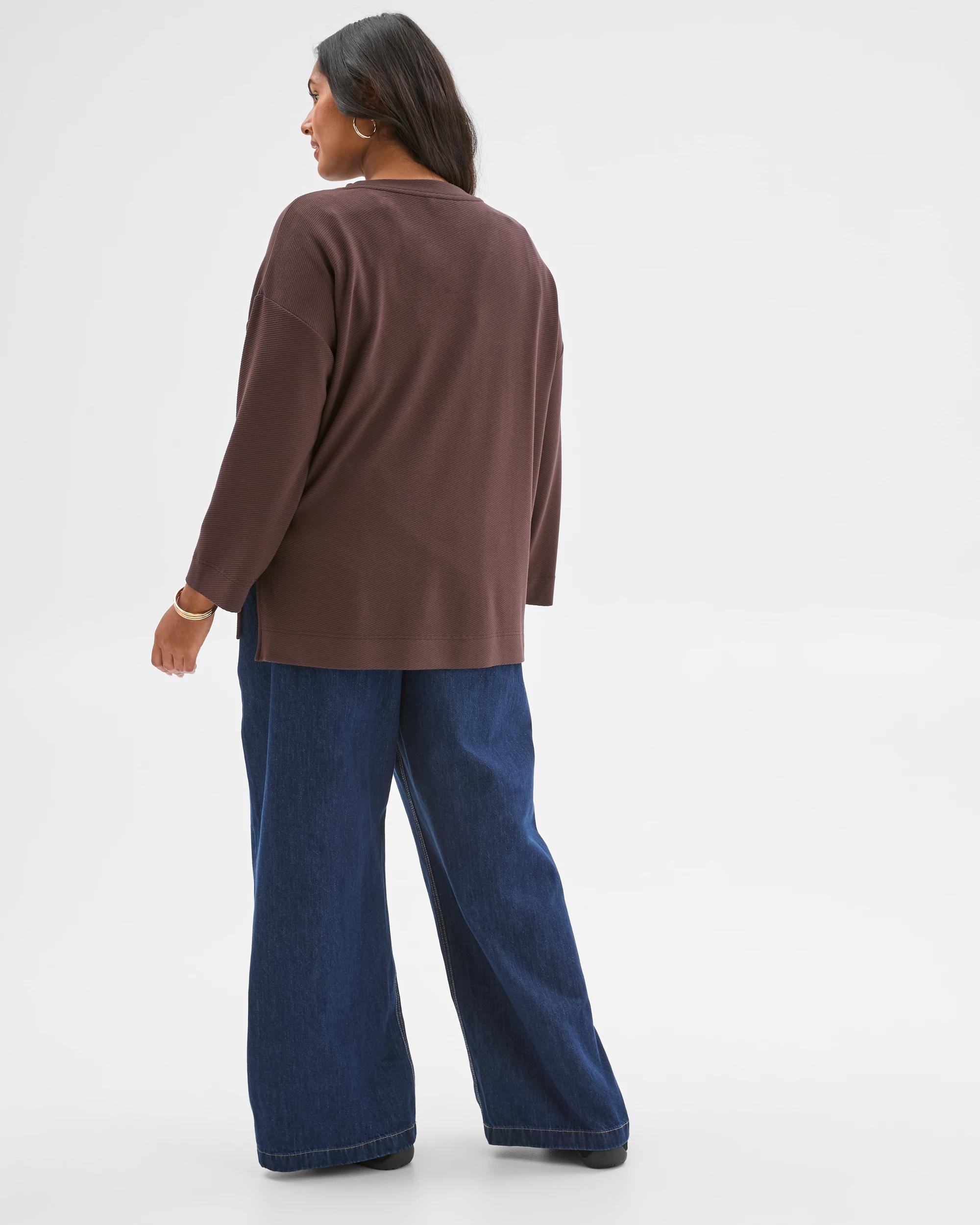 5 Target Curve Plus Size Long Sleeve Ottoman Top BRUNETTE, 5 of 5