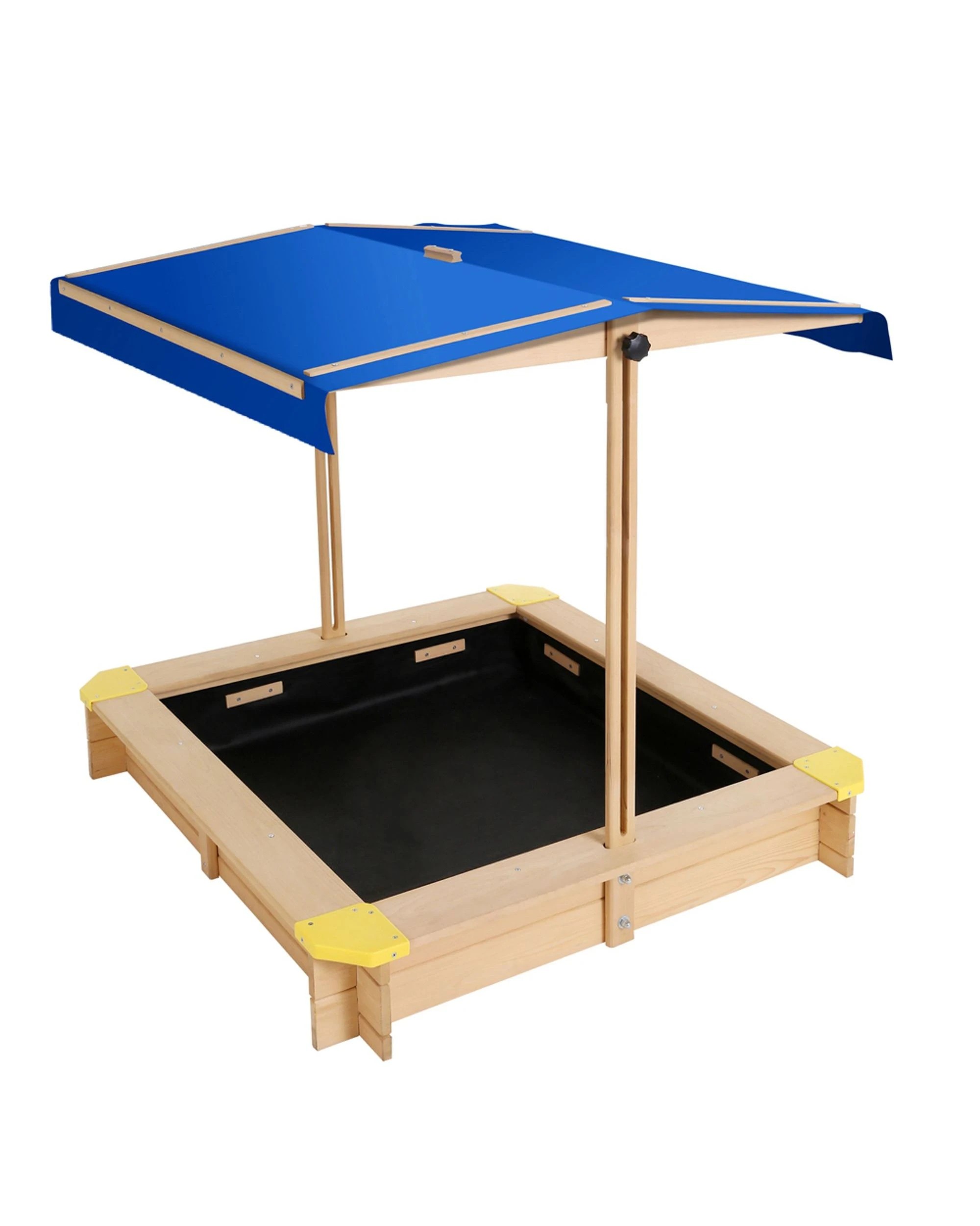 1 Keezi Kids Sandpit Wooden Sandbox Sand Pit With Canopy Bench Seat Toys 101cm
 - Brown, 1 of 6