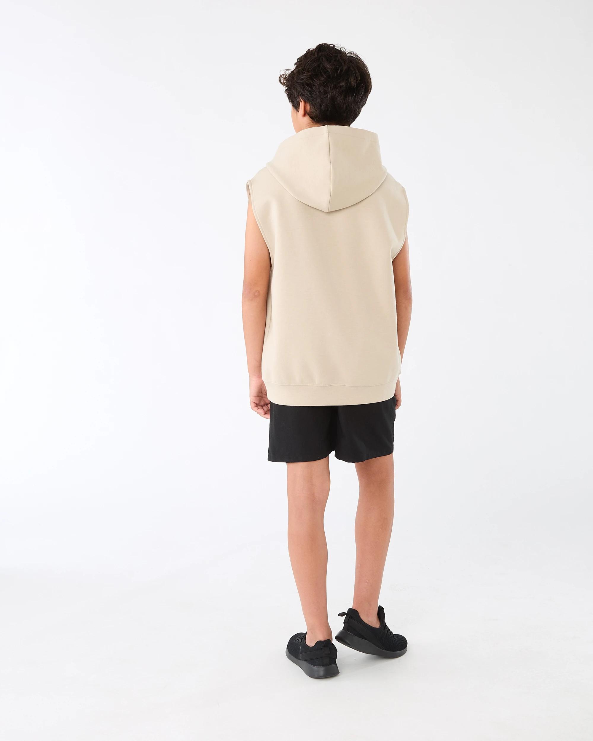 7 Active Kids Sleeveless Hoodie Brn Slogan, 7 of 7