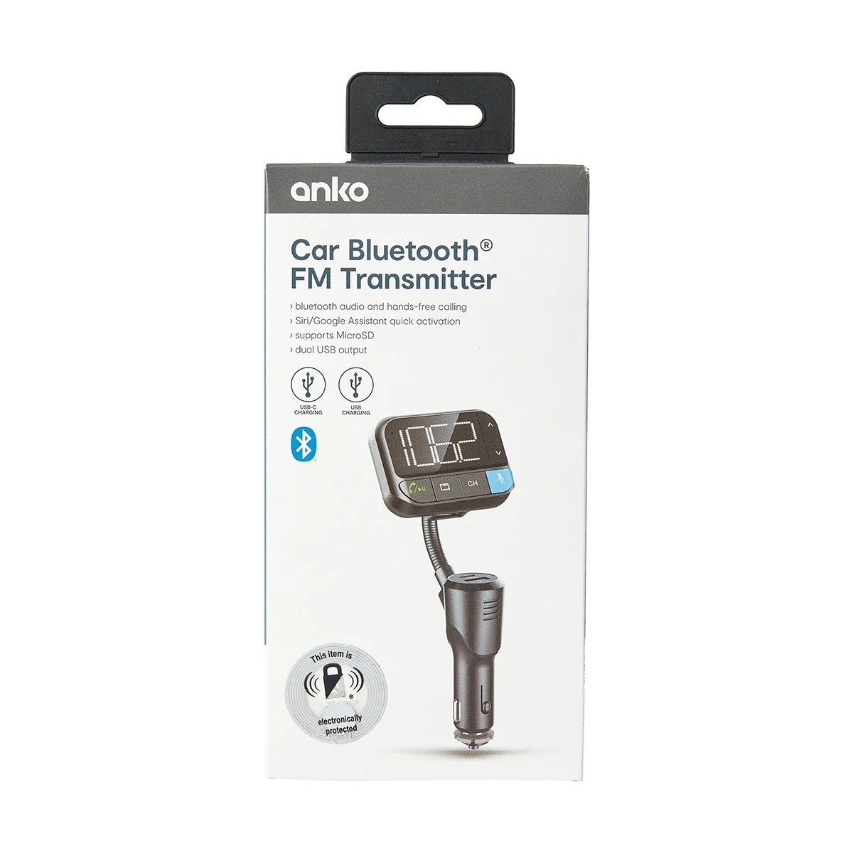 6 Car Bluetooth FM Transmitter with USB - Anko - Black, 6 of 6