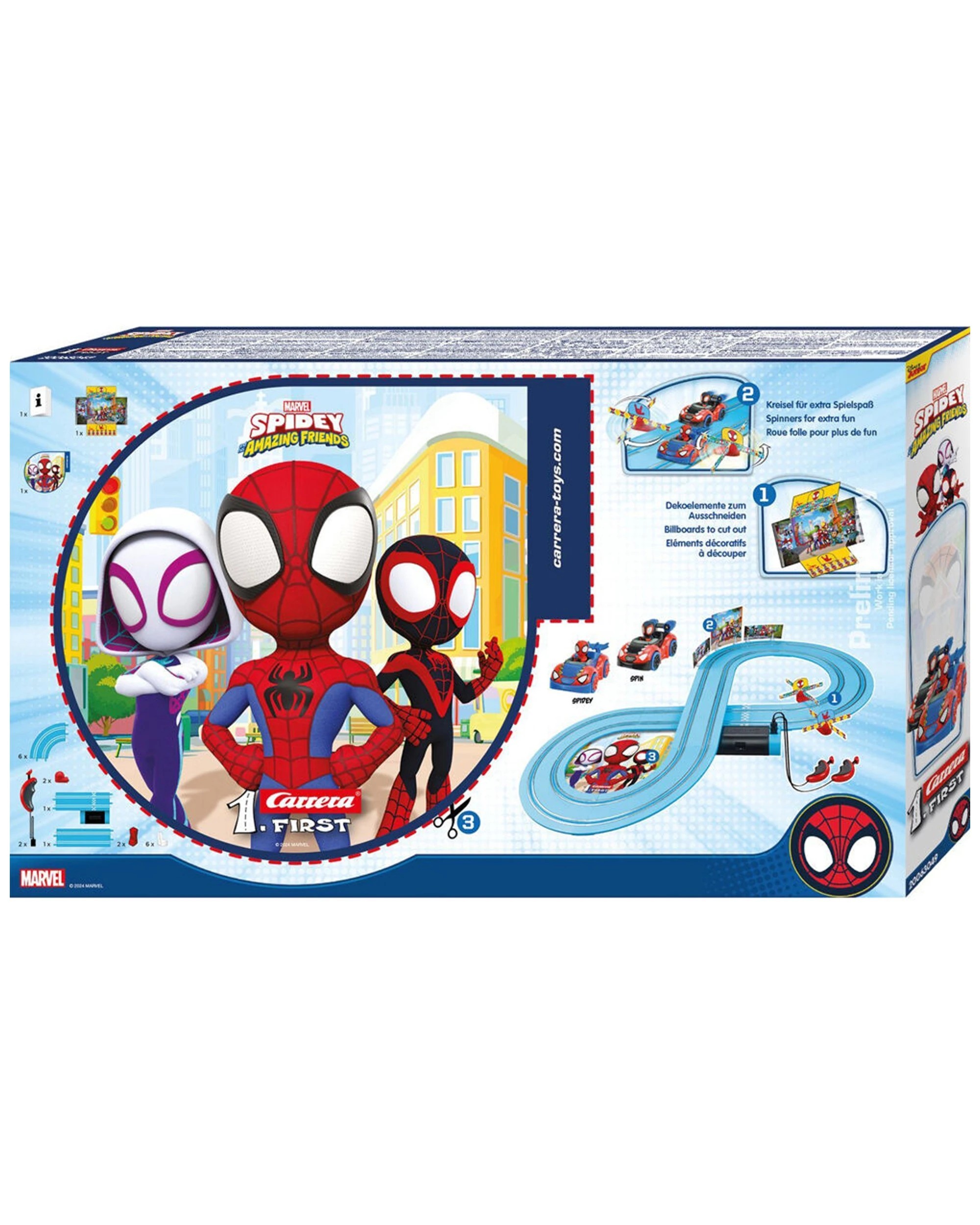 4 Carrera First Spidey Web Spinners Slot Car Racing Track Spider-Man Set 2.4m
 - multi, 4 of 4