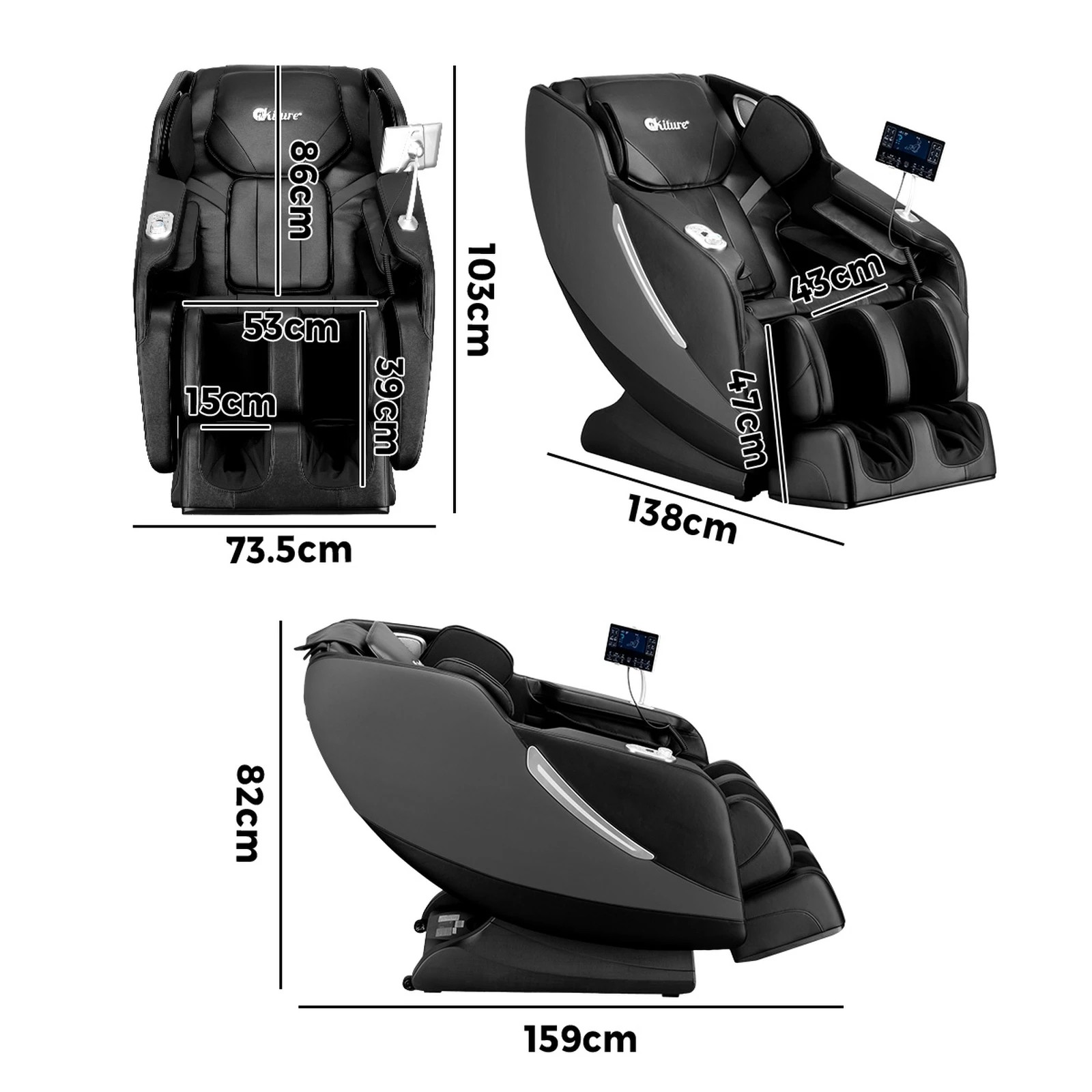 2 Oikiture Electric Massage Chair Full Body Zero Gravity Heating Massager - Black, 2 of 4