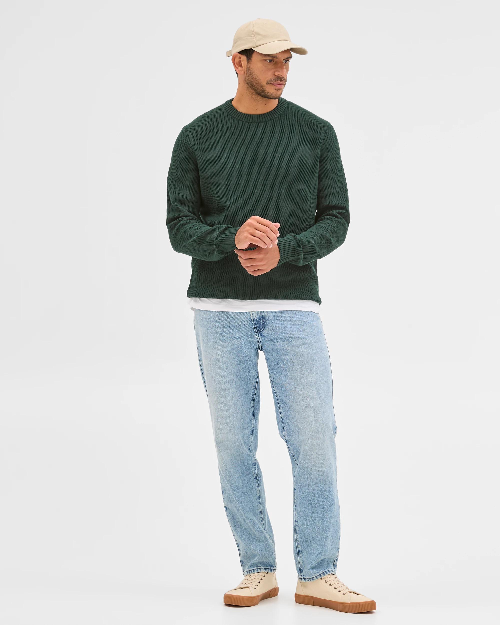 4 Target Man Australian Cotton Midweight Honeycomb Knit Jumper DARK GREEN, 4 of 6